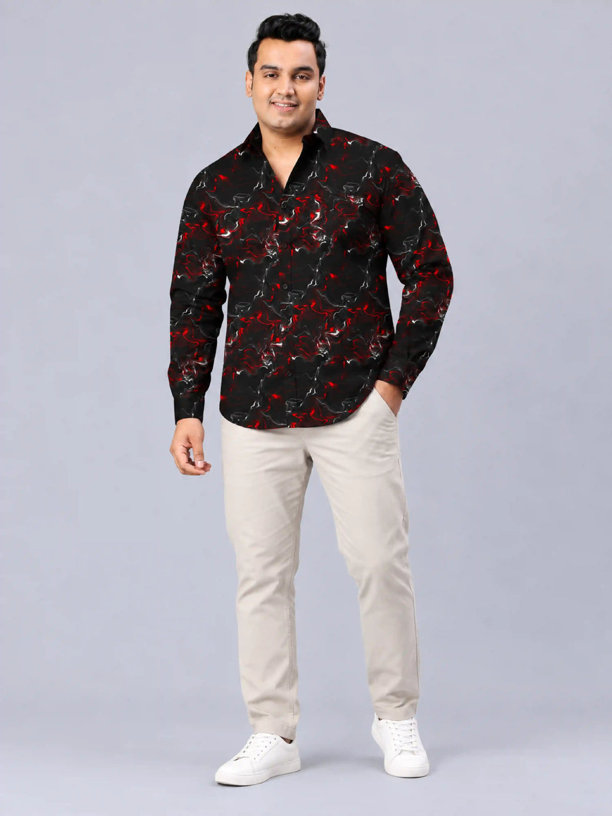 Crimson Flux Digital Printed Men's Plus Size Full Sleeve Shirt