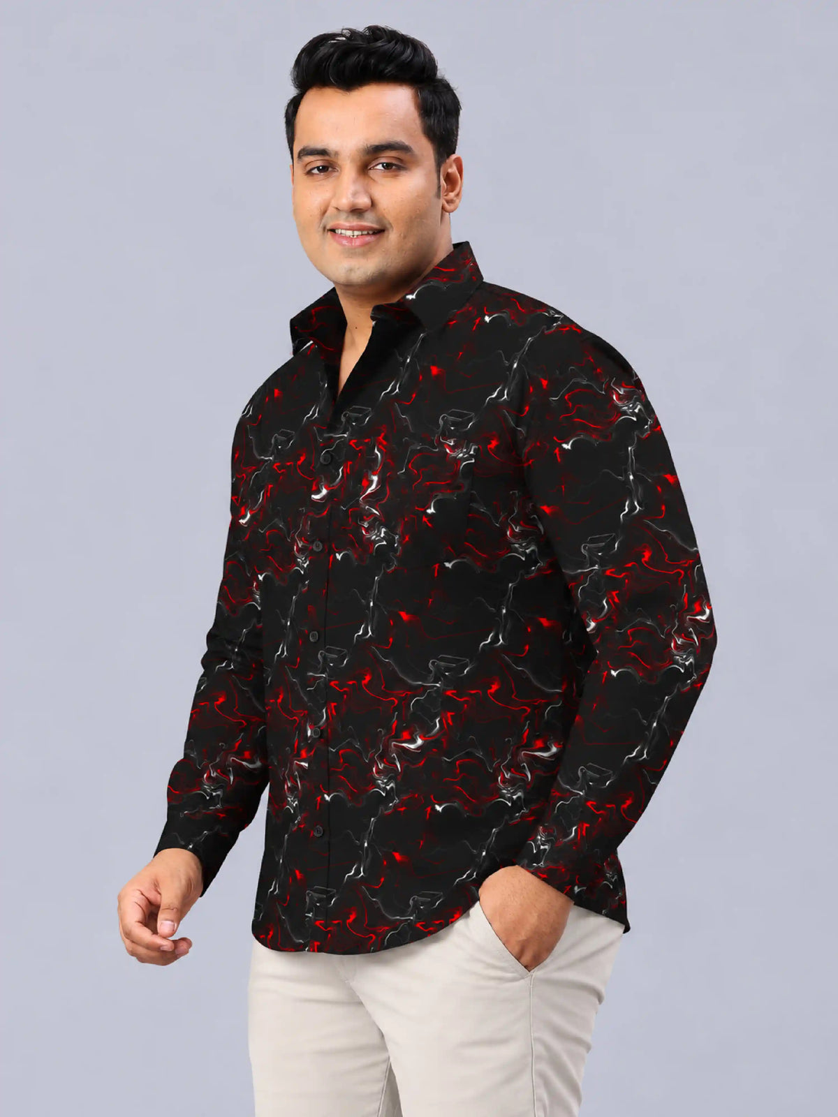 Crimson Flux Digital Printed Men's Plus Size Full Sleeve Shirt