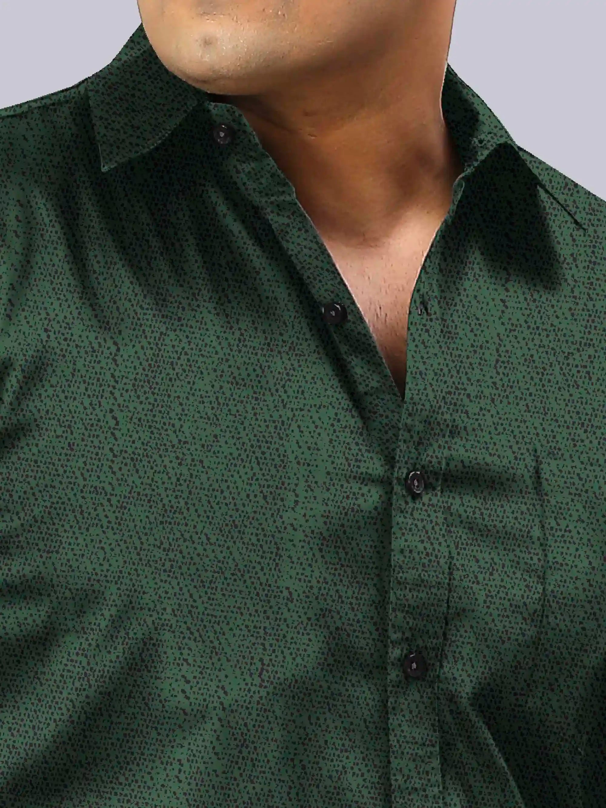 Men's Plus Size Olive Green Texture Cotton Full Sleeve Shirt