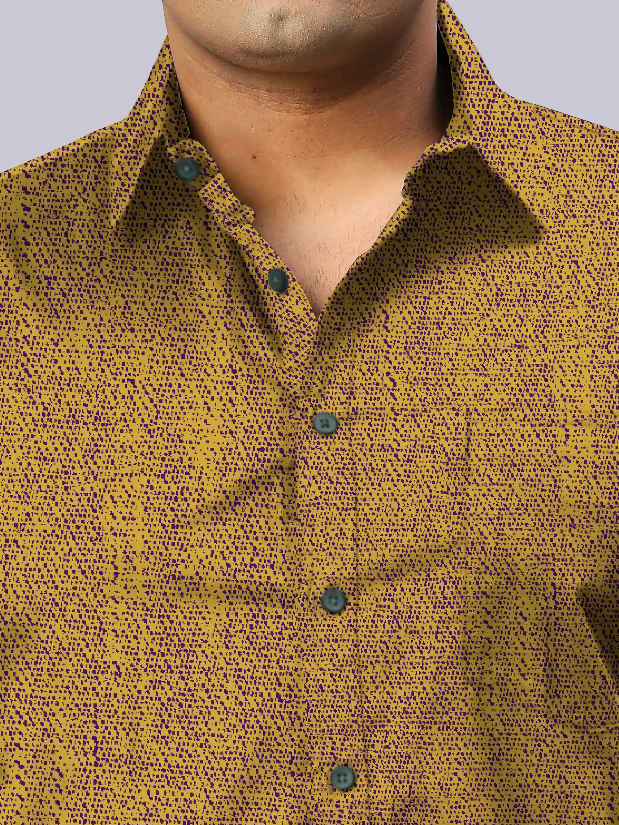 Men's Plus Size Golden Texture Cotton Full Sleeve Shirt