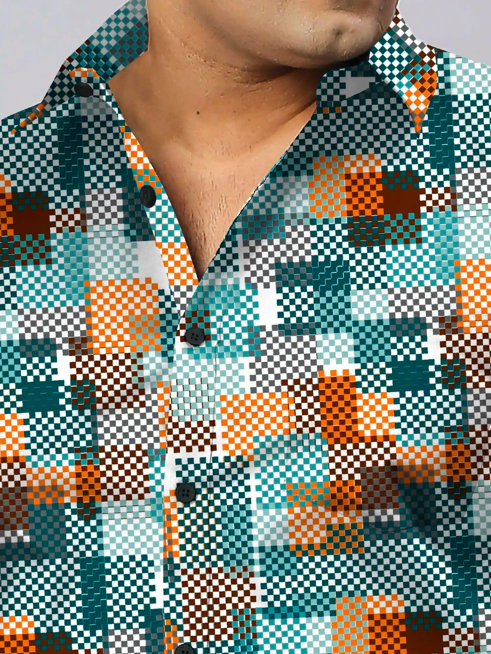 Texture Yellow Checks Men's Plus Size Full Sleeve Shirt