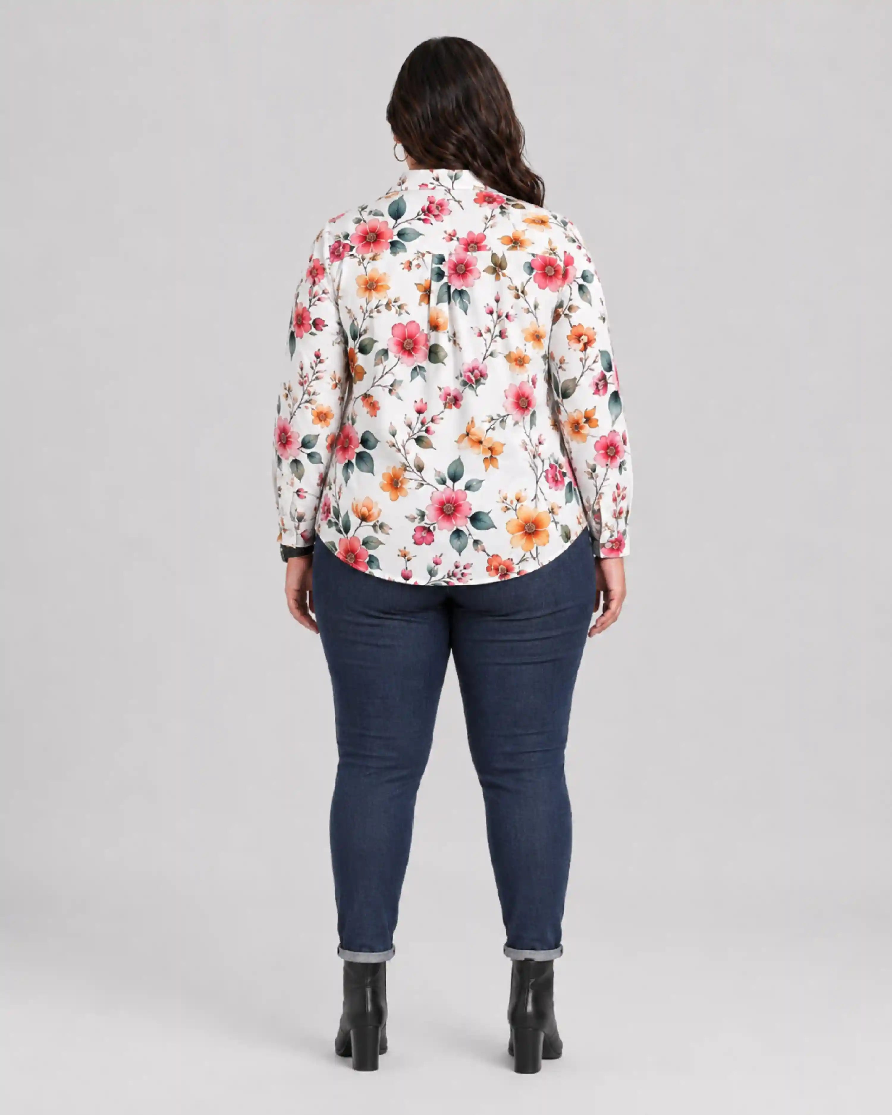 Bloom Floral Digital Print Women’s Plus Size Shirt