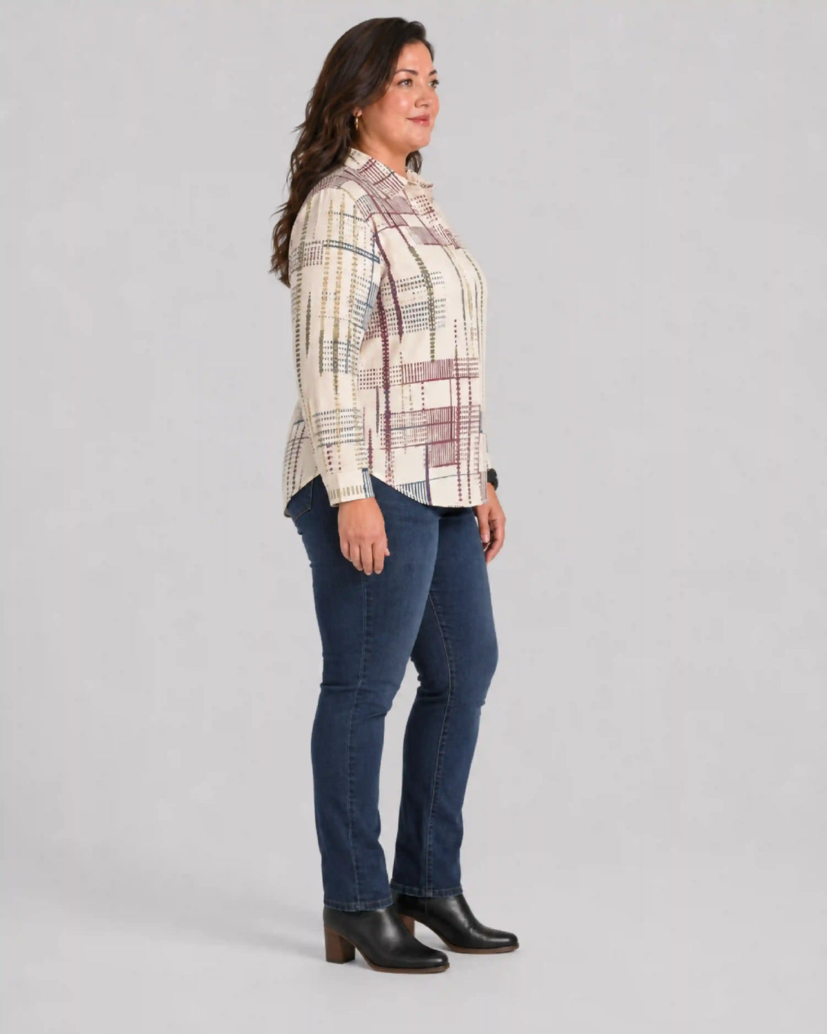 Abstract Linear Digital Print Women’s Plus Size Shirt