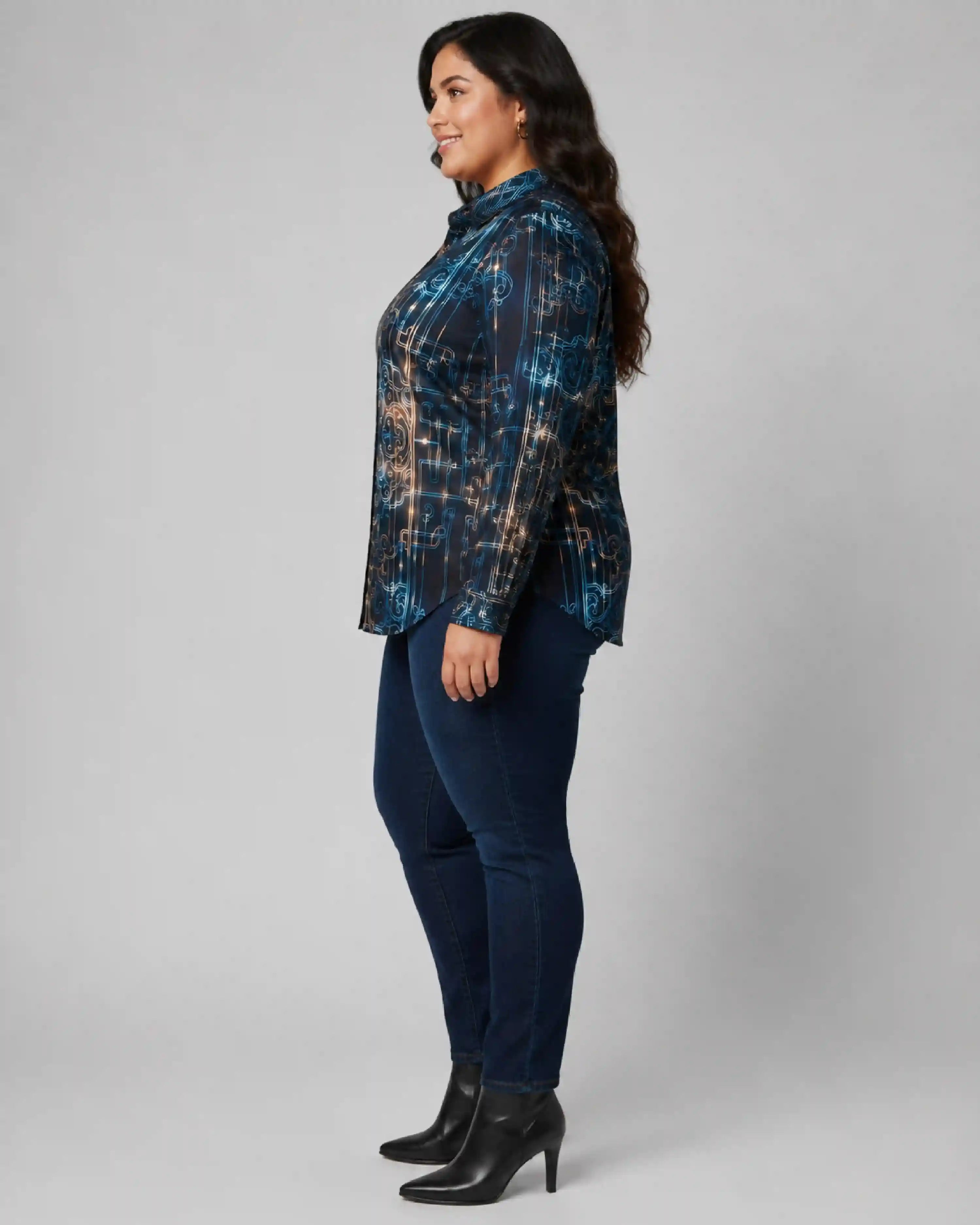Neon Ornamental Digital Print Women’s Plus Size Shirt