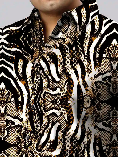 Leopard Skin Digital Printed Men's Plus Size Half Sleeve Shirt
