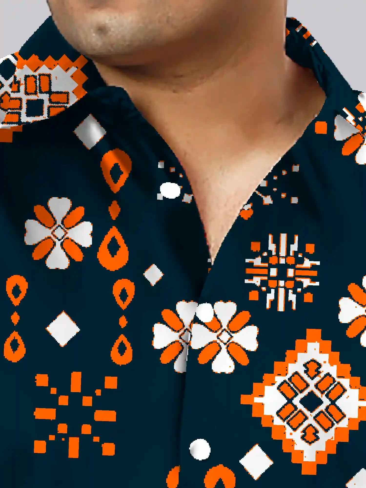 Ethnic Design Digital Printed Men Plus Size Half Sleeve Shirt