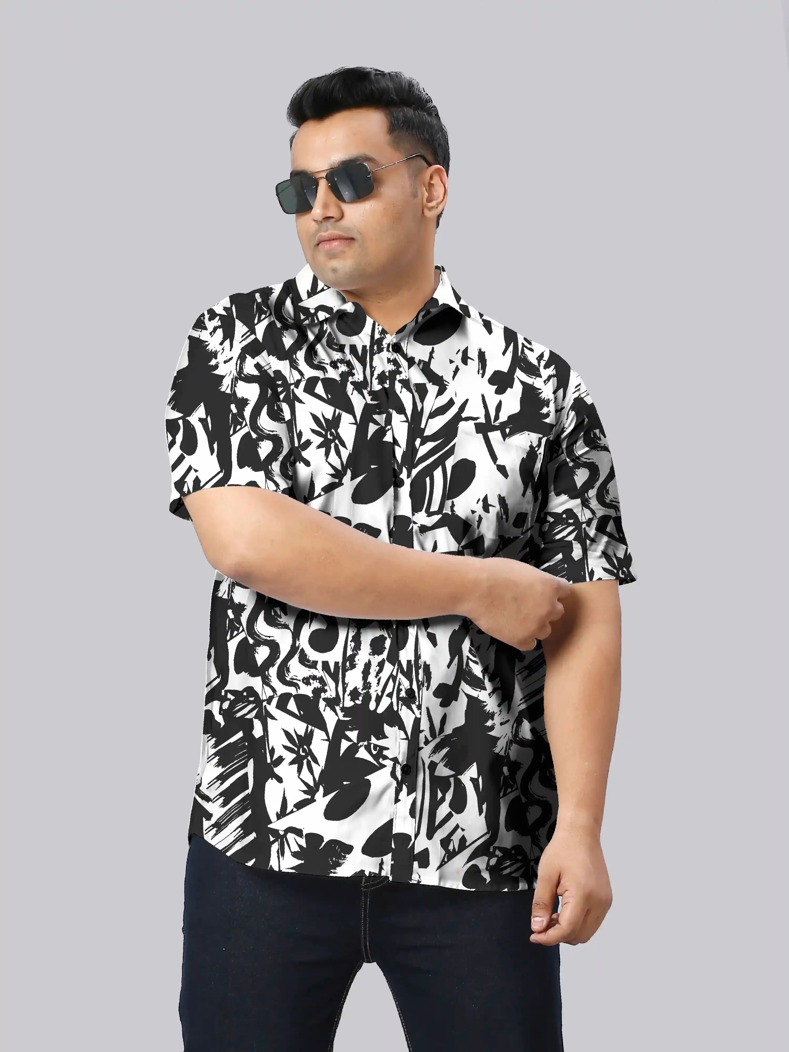 Abstract Arts Digital Printed Men Plus Size Half Sleeve Shirt - Guniaa Fashions