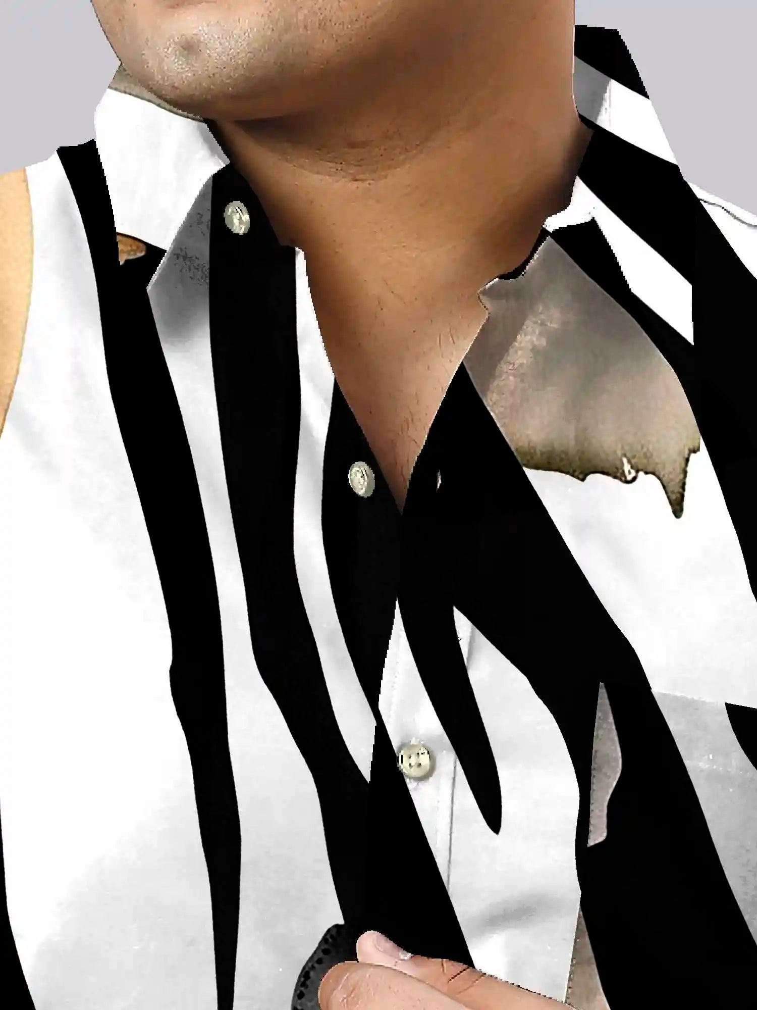 Zebra Stripe Digital Printed Men Plus Size Half Sleeve Shirt