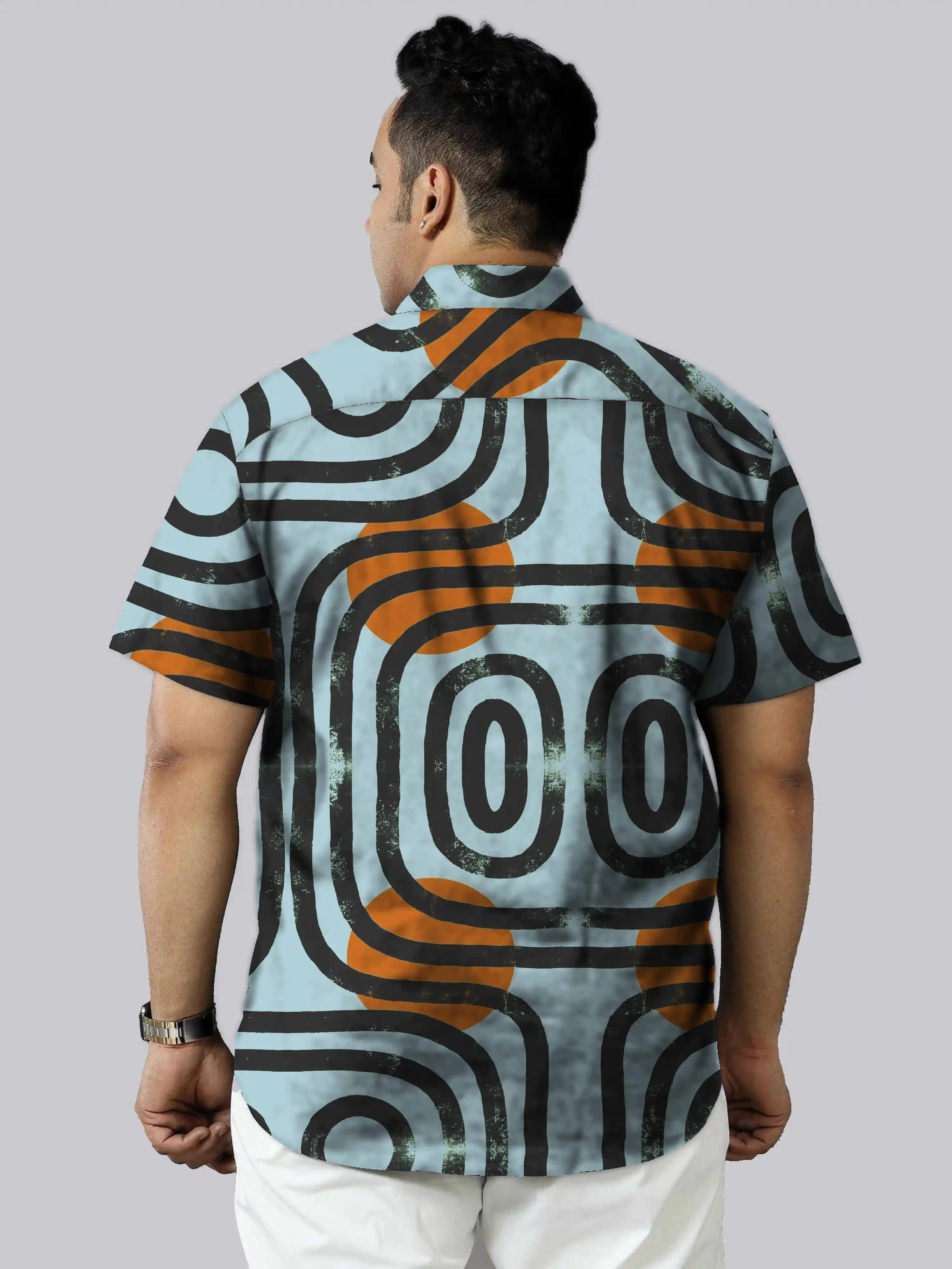 Solar Rhythm Digital Printed Men Plus Size Half Sleeve Shirt