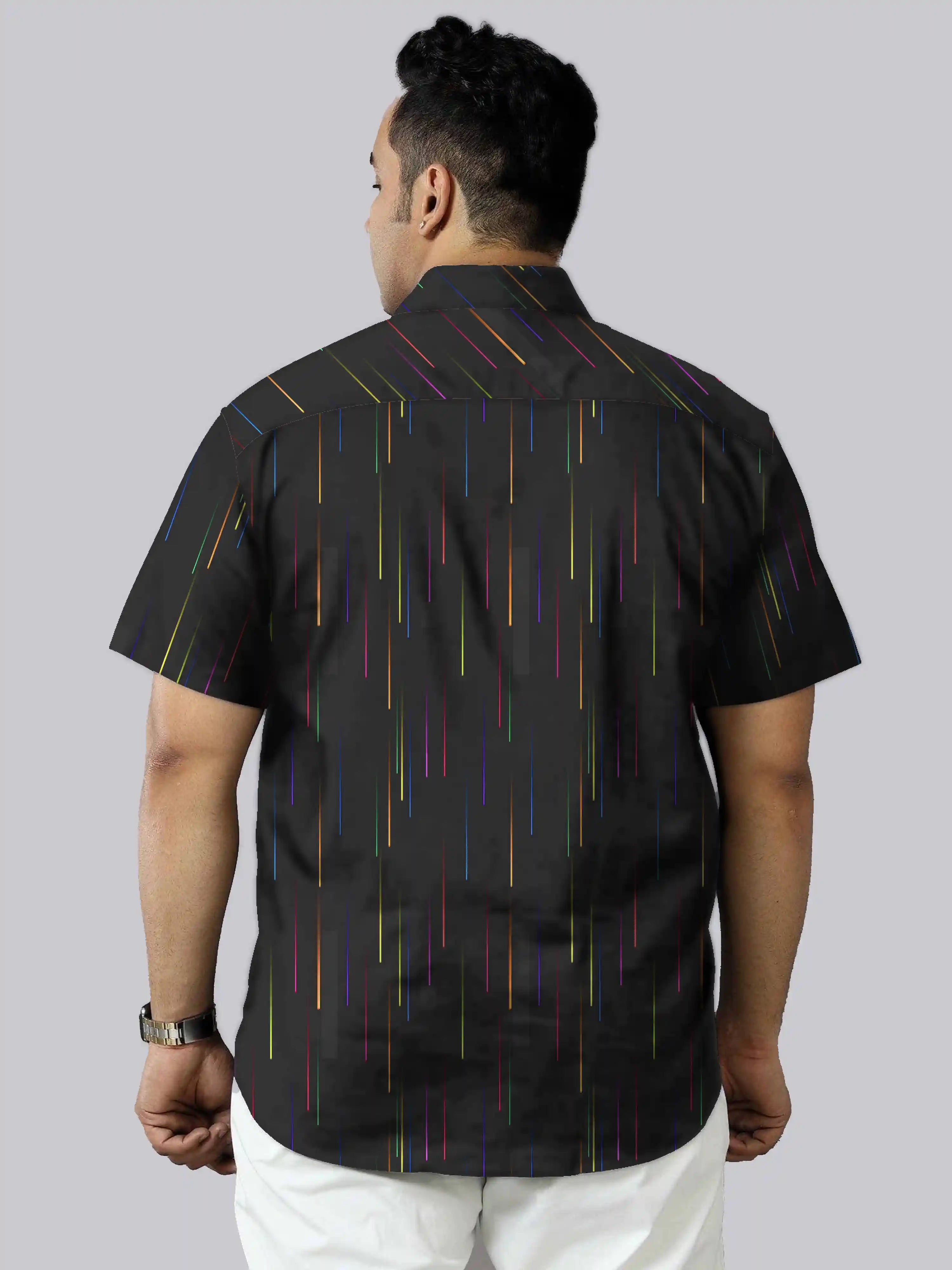 Coloured Rain Digital Printed Men's Plus Size Half Sleeve Shirt