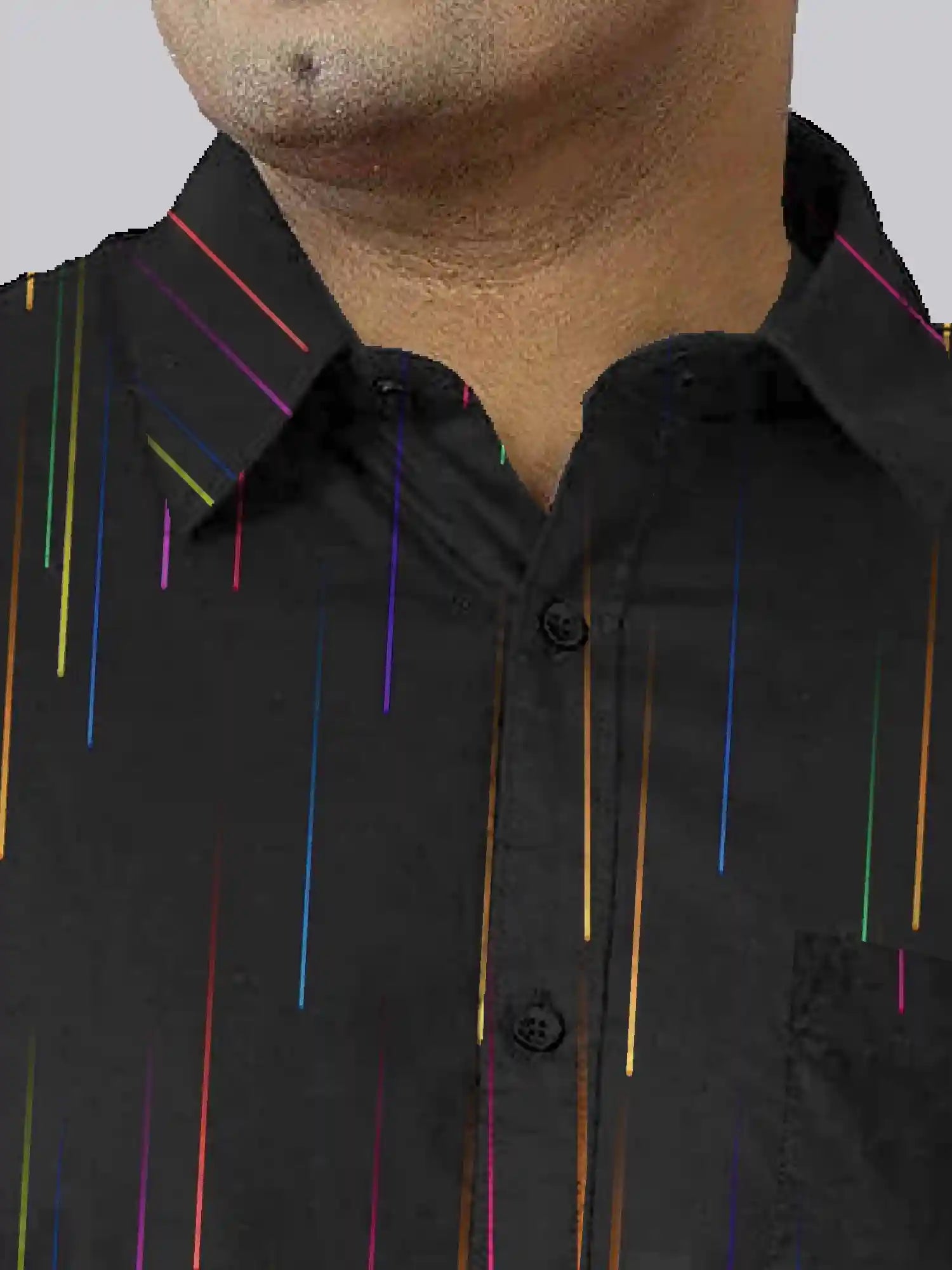 Coloured Rain Digital Printed Men's Plus Size Half Sleeve Shirt