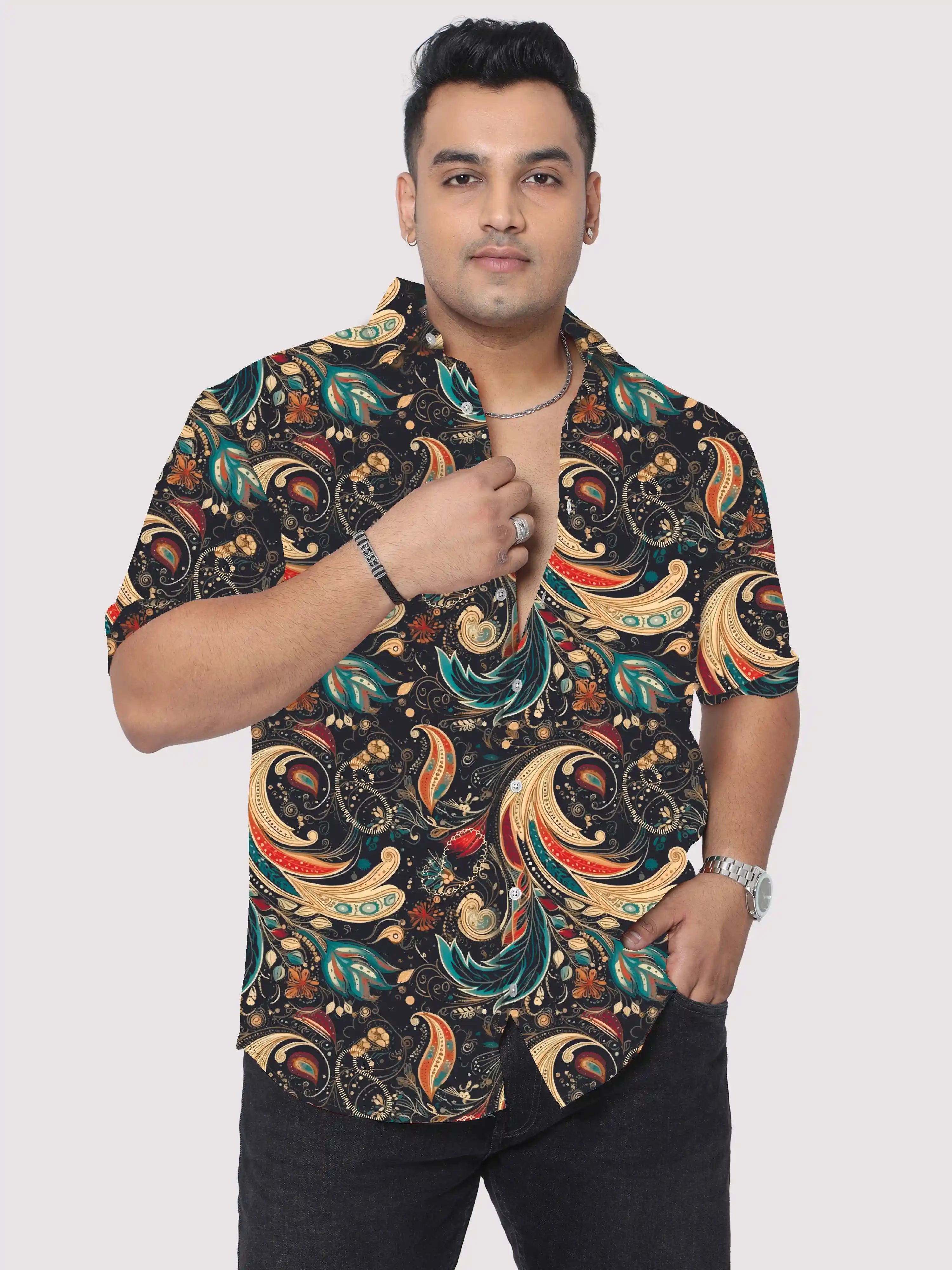 Paisley and Doodle Arts Digital Printed Men Plus Size Half Sleeve Shirt