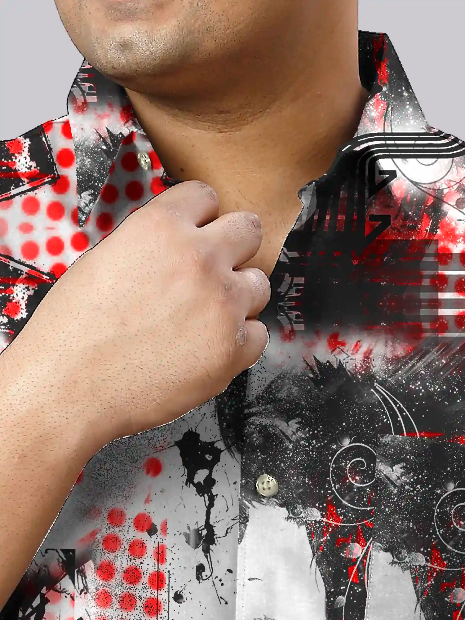 Striking Abstract Digital Printed Men Plus Size Half Sleeve Shirt