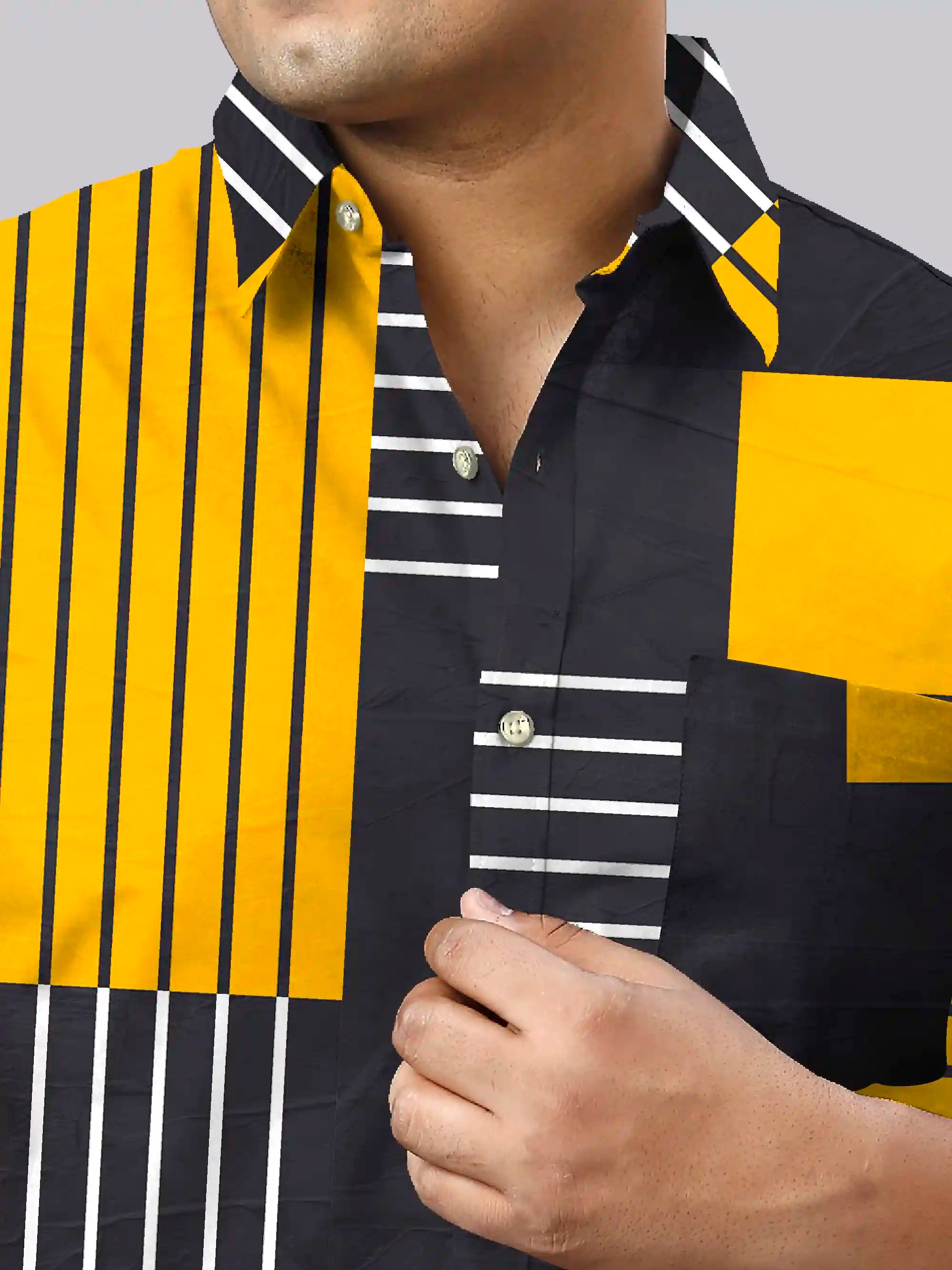 Organic Geometric Digital Printed Men Plus Size Half Sleeve Shirt