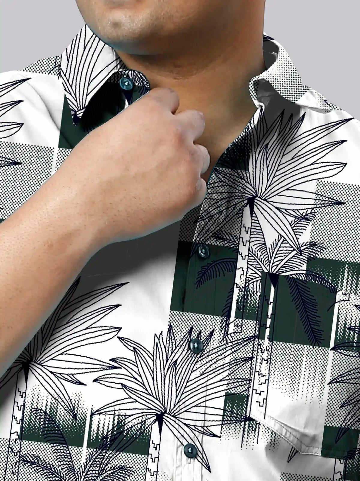 Tropical Paradise Digital Printed Men's Plus Size Half Sleeve Shirt
