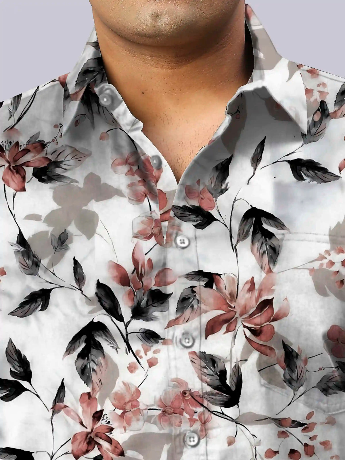Flowing Style Digital Printed Men's Plus Size Half Sleeve Shirt