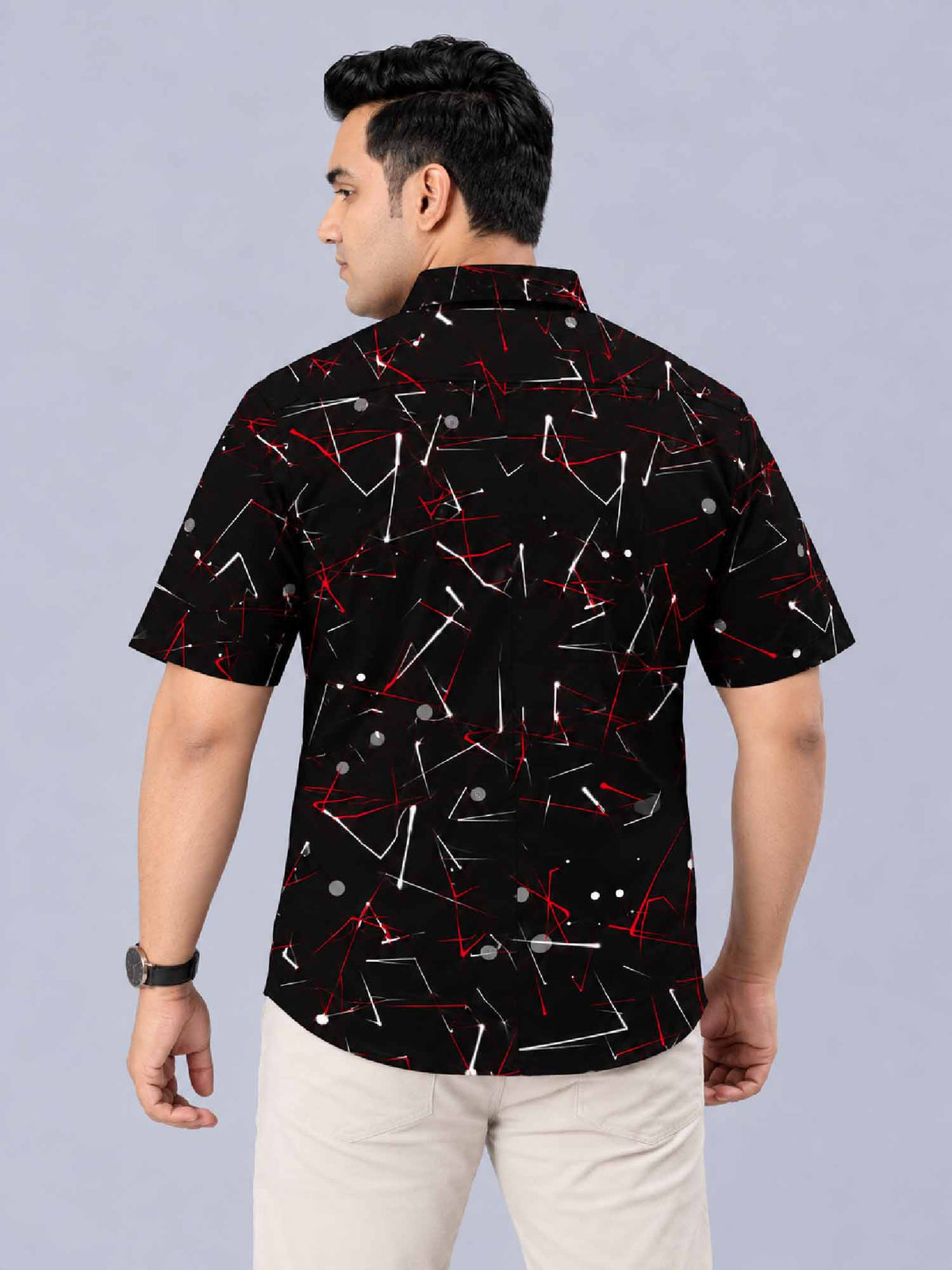 Particle Effects Digital Printed Men's Plus Size Half Sleeve Shirt