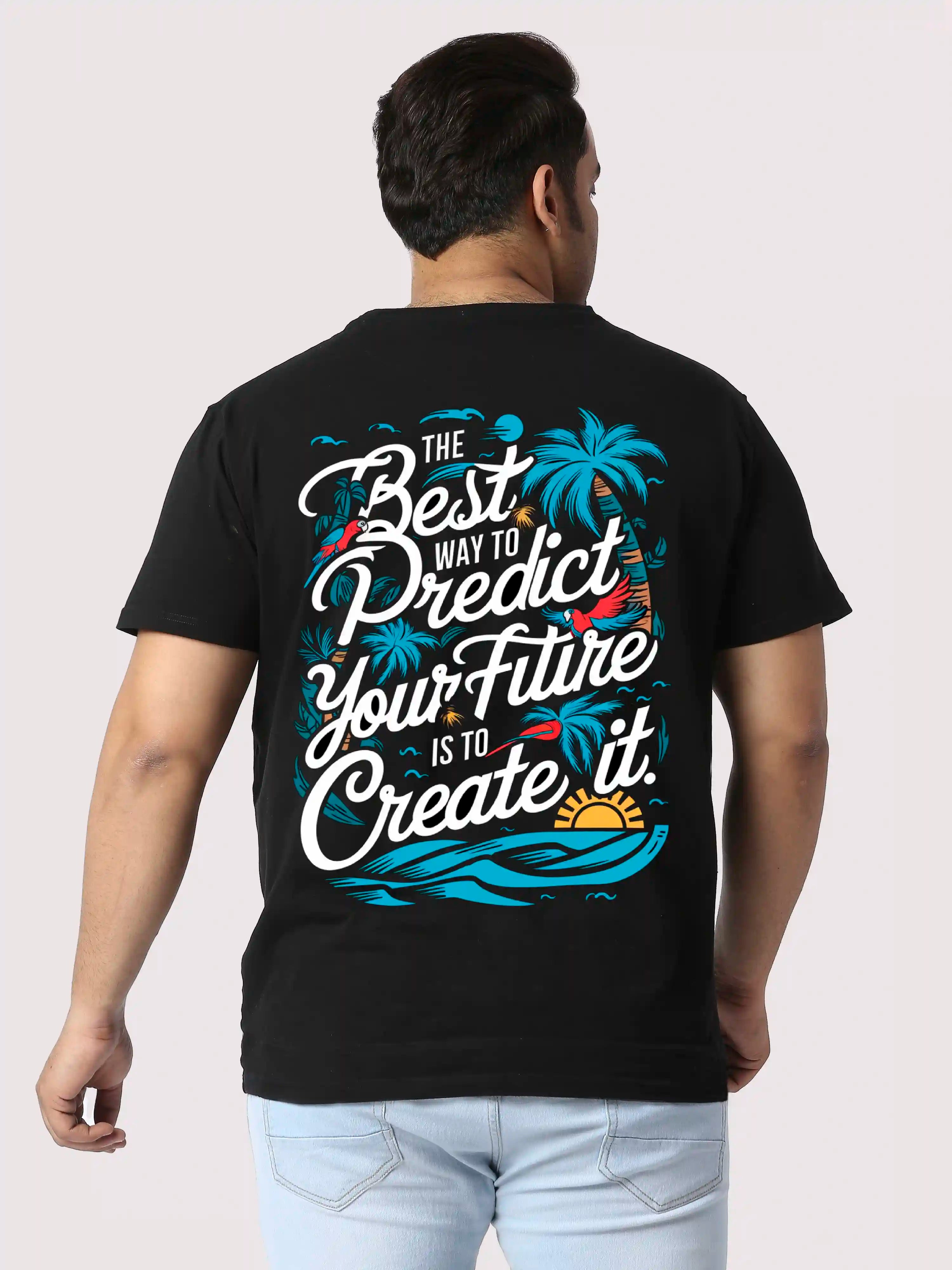 Men Plus Size The Best Way Printed Round Neck T-Shirt