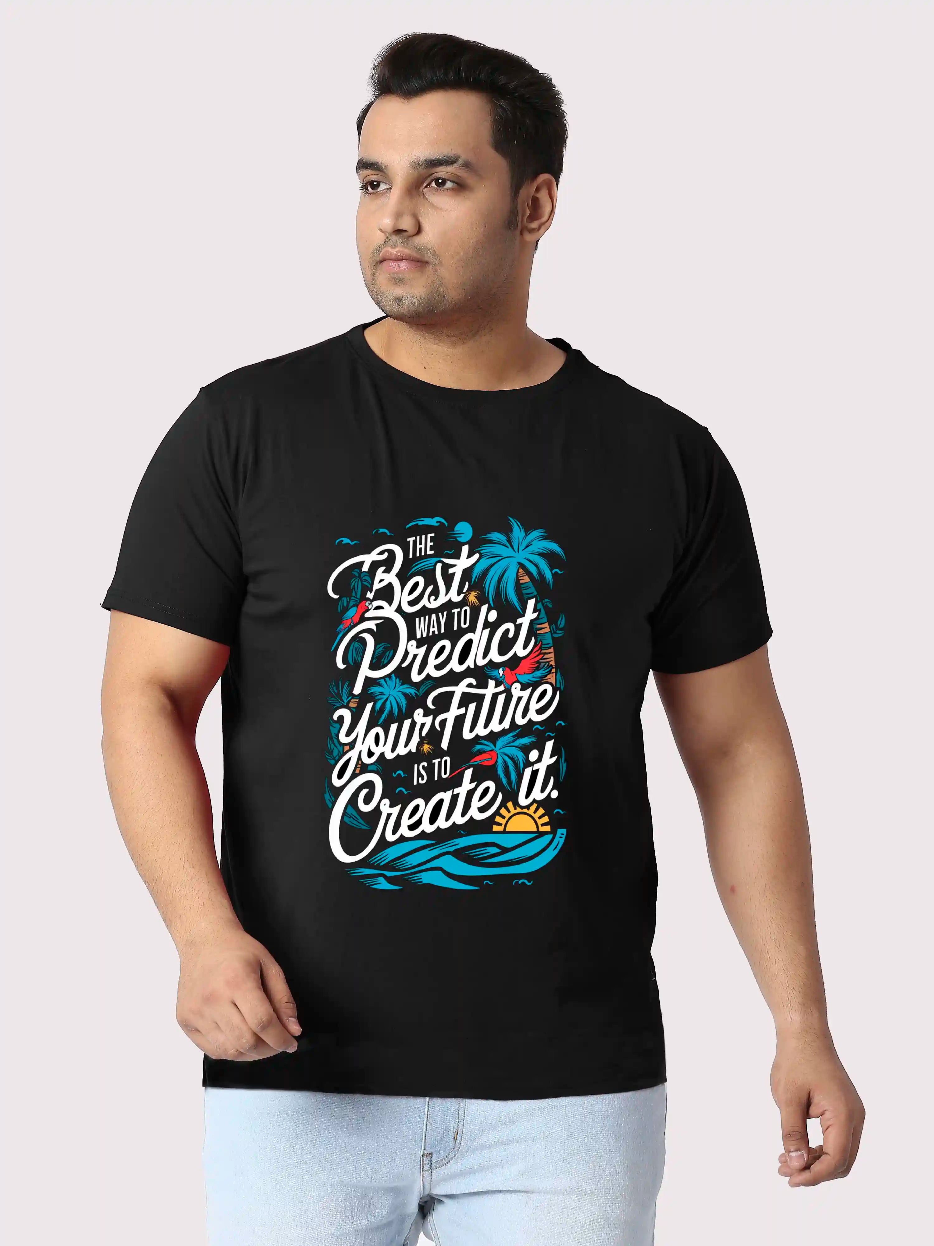 Men Plus Size The Best Way Printed Round Neck T-Shirt