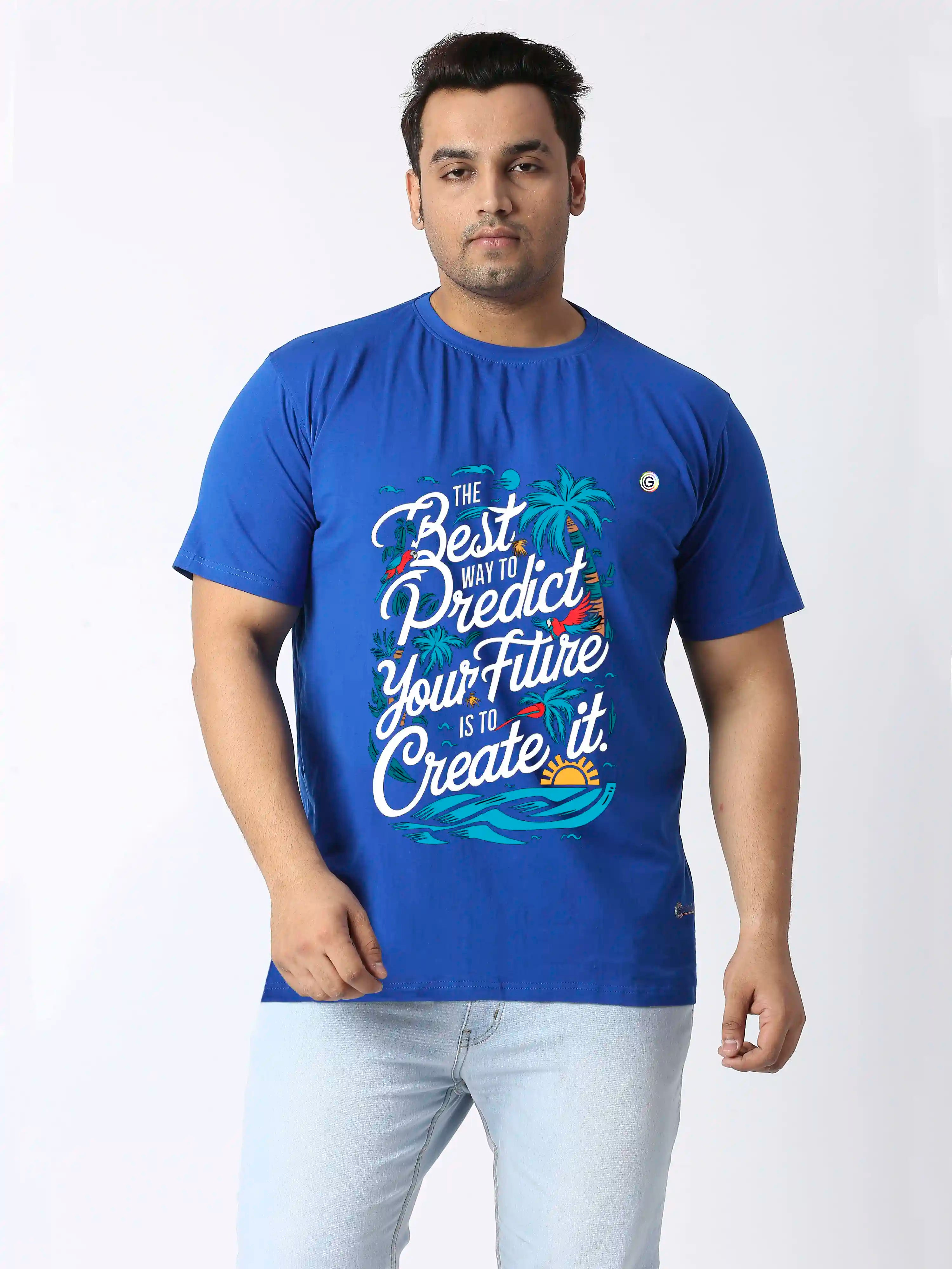 Men Plus Size The Best Way Printed Round Neck T-Shirt
