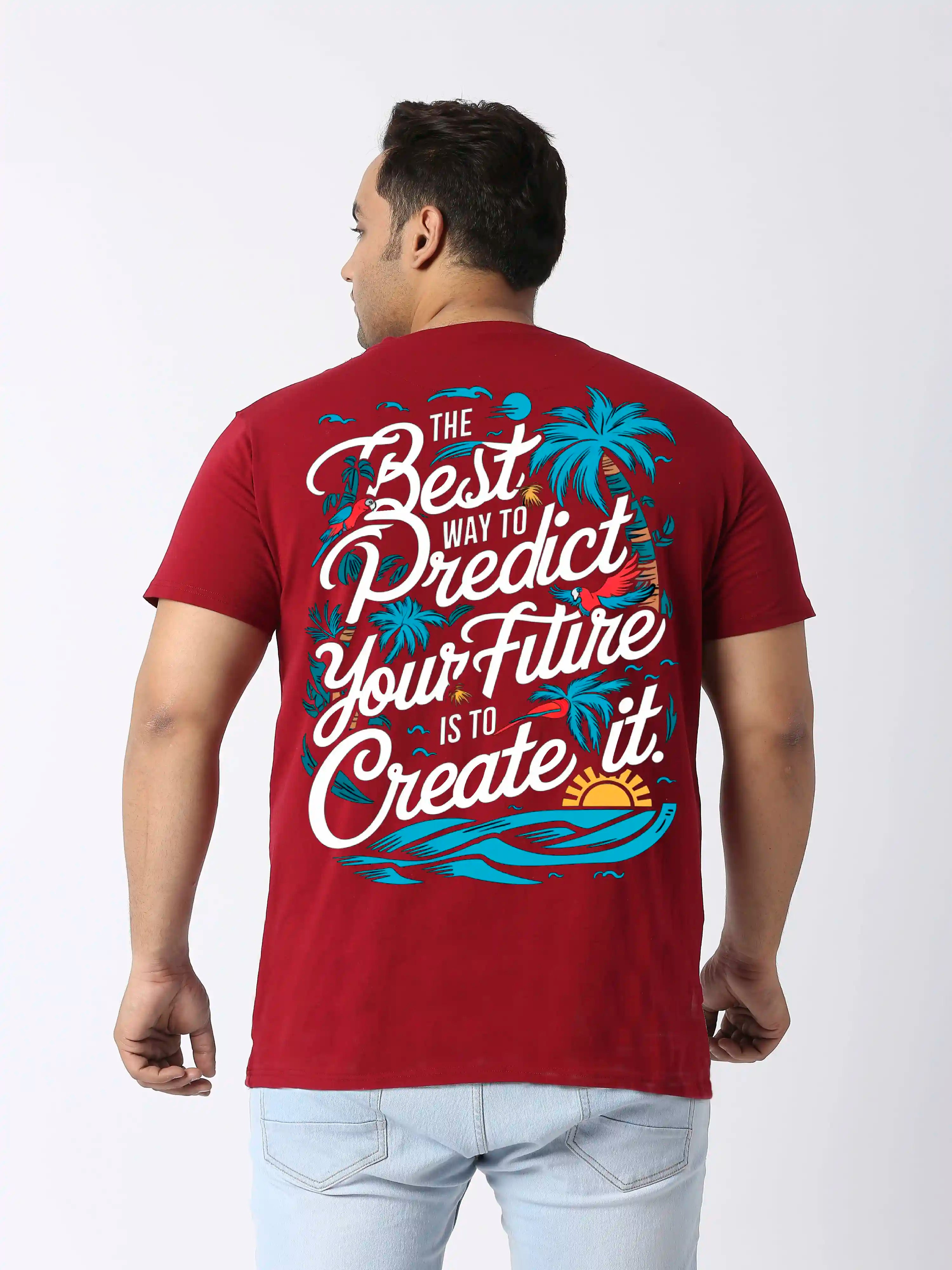 Men Plus Size The Best Way Printed Round Neck T-Shirt