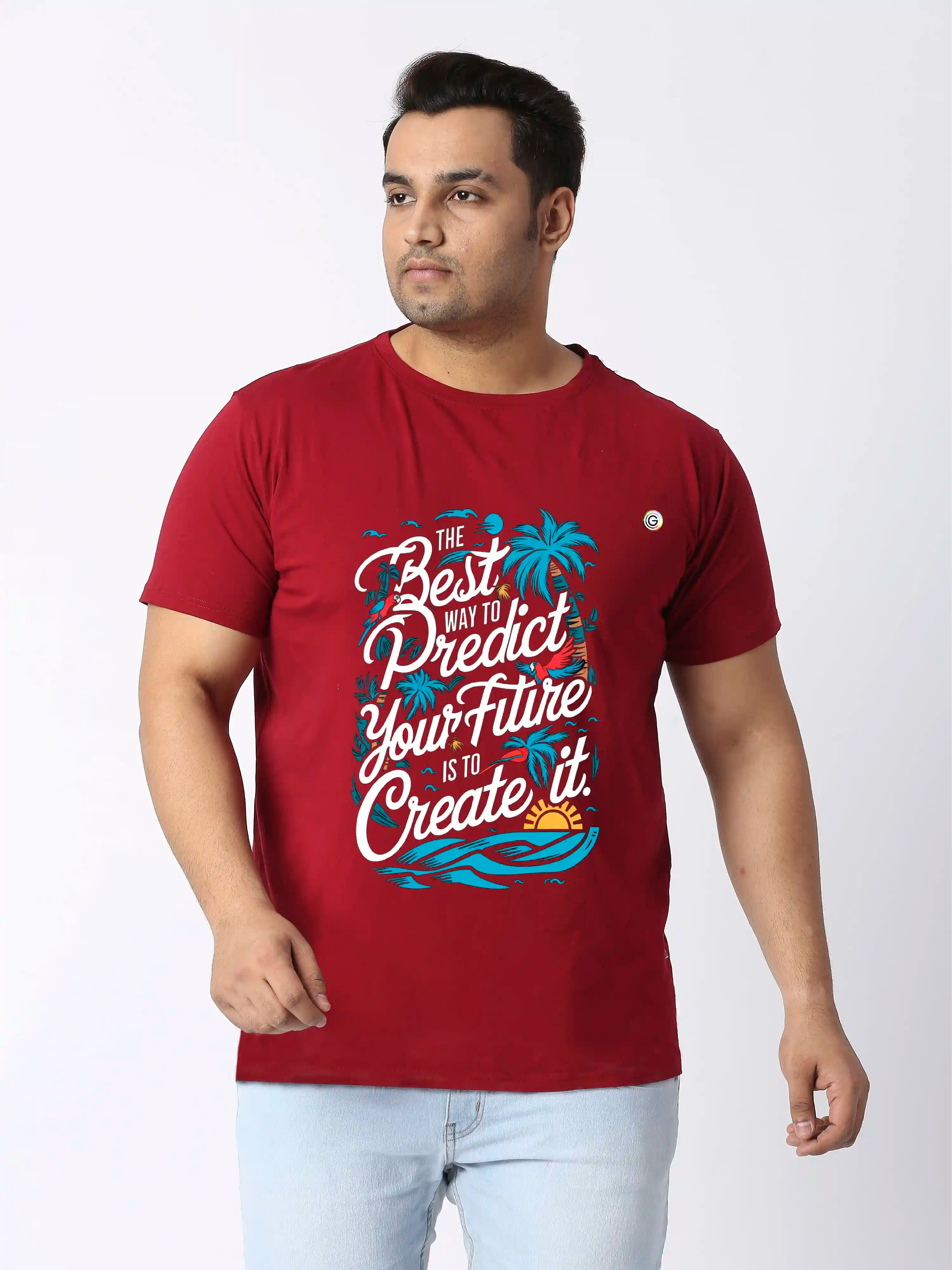 Men Plus Size The Best Way Printed Round Neck T-Shirt