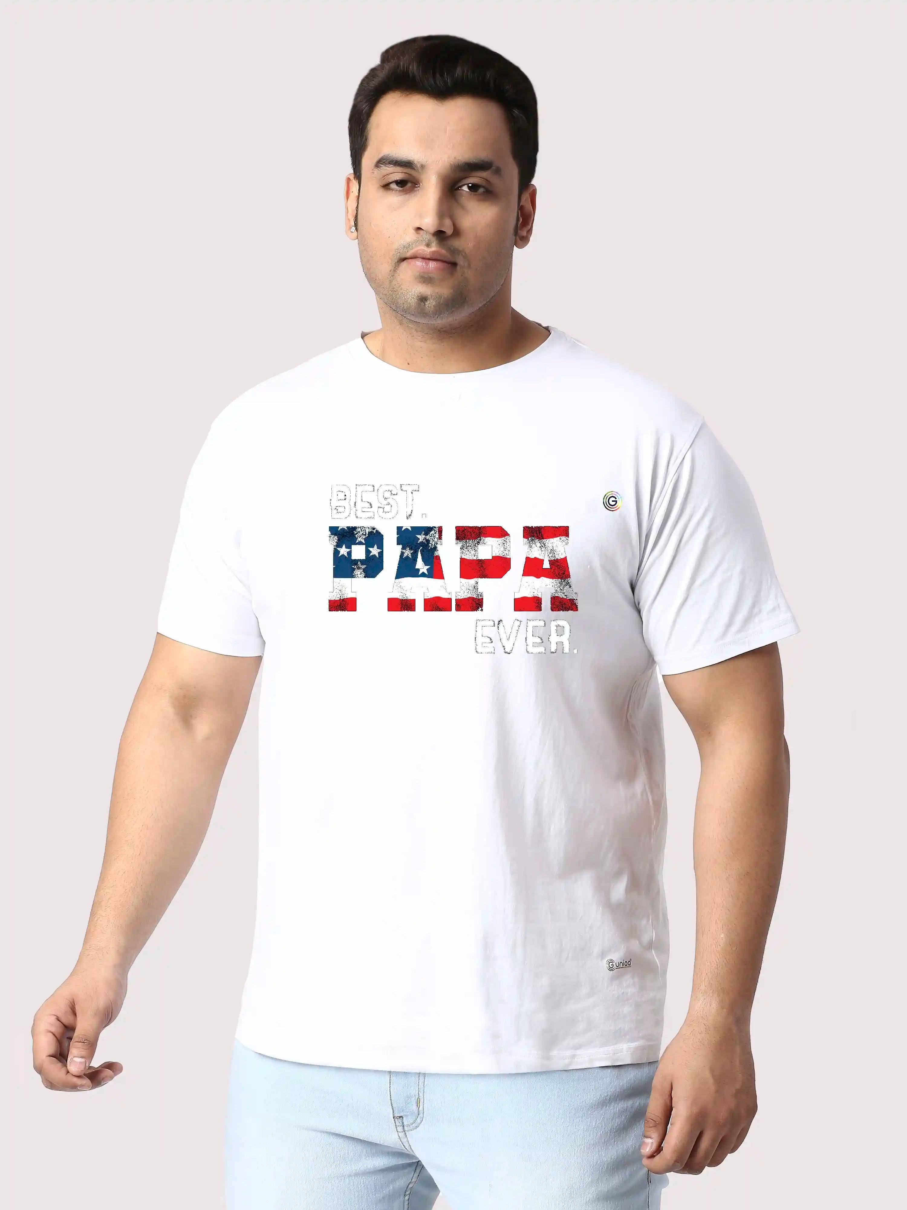 Best Papa Ever Printed Plus Size Round Neck T-Shirt