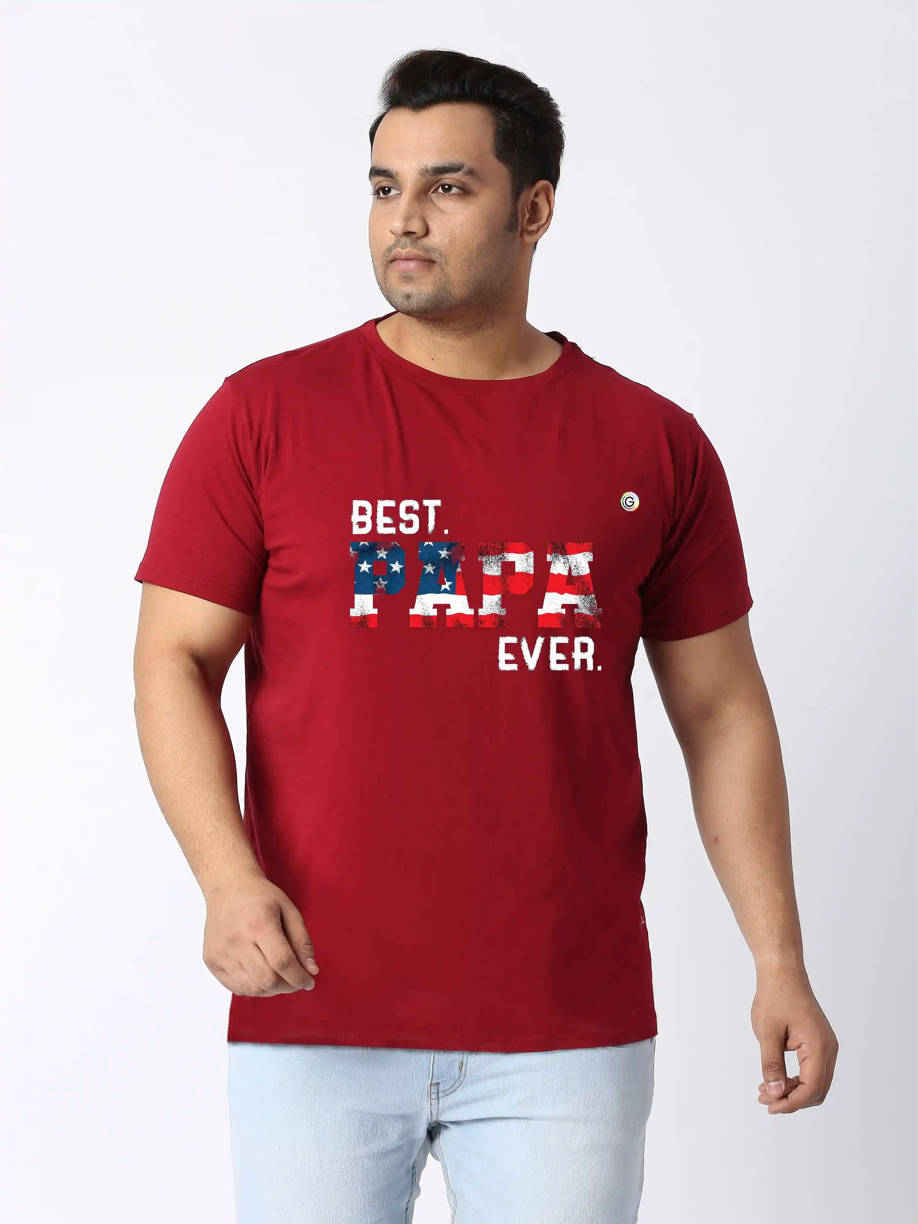 Best Papa Ever Printed Plus Size Round Neck T-Shirt