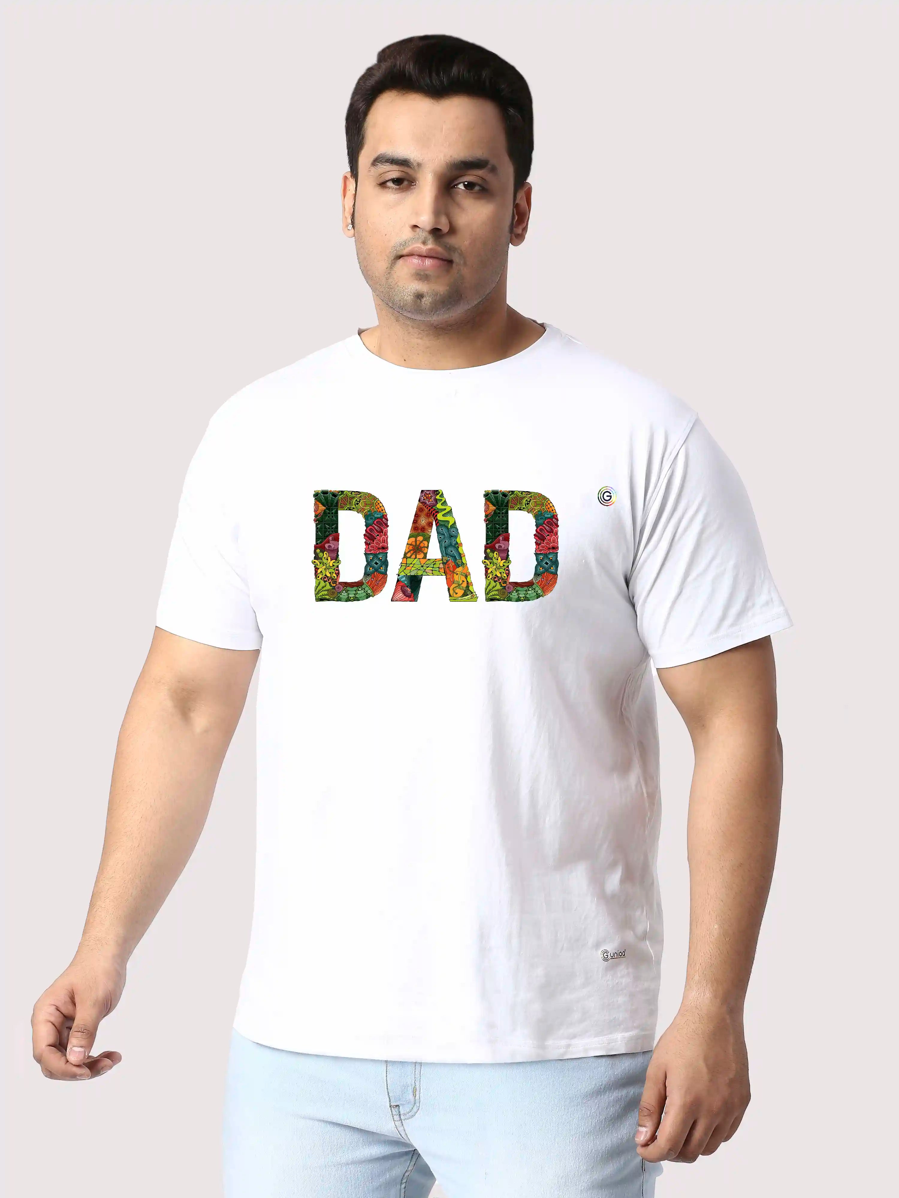 Dad Printed Plus Size Round Neck T-Shirt