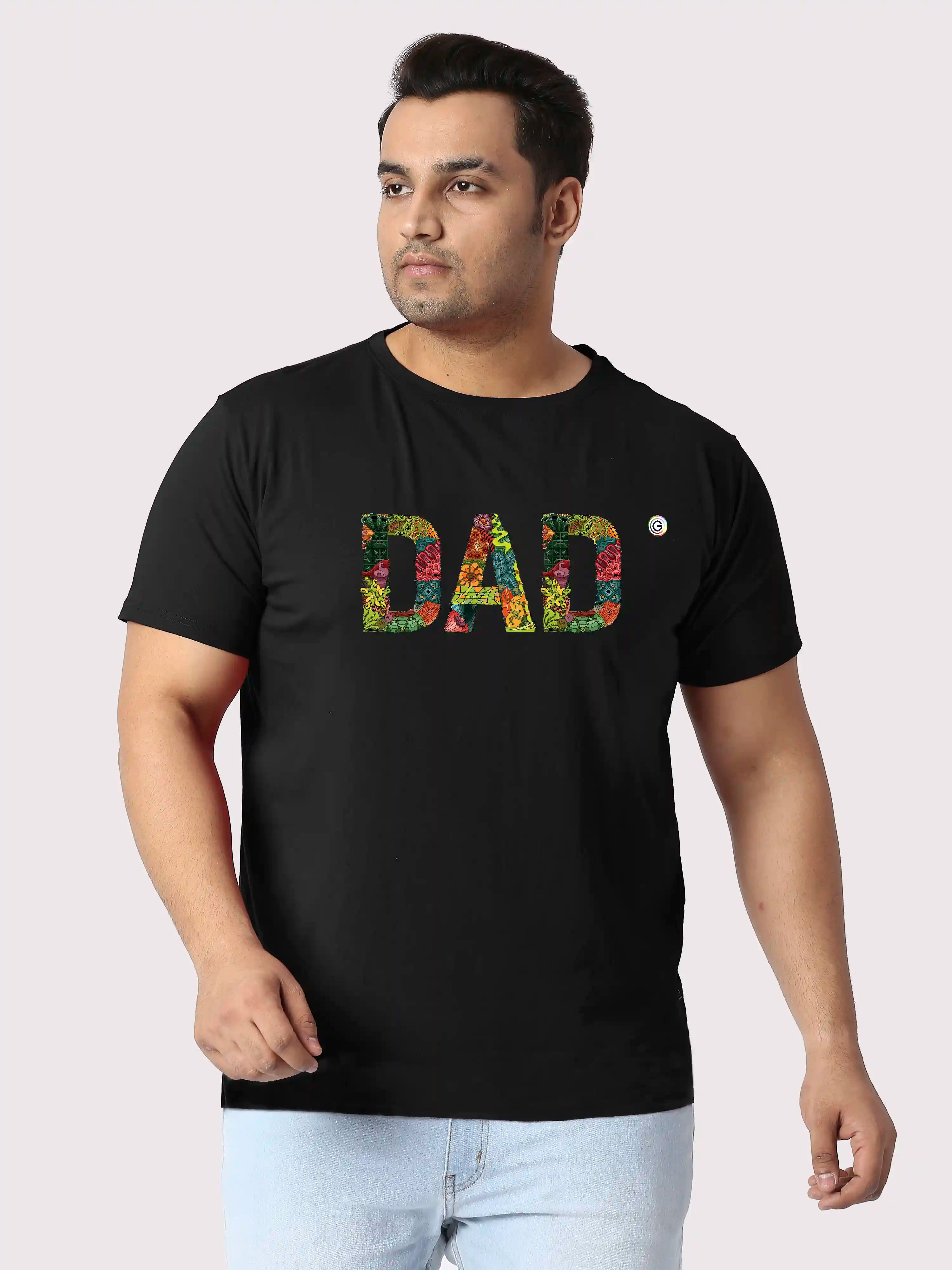 Dad Printed Plus Size Round Neck T-Shirt