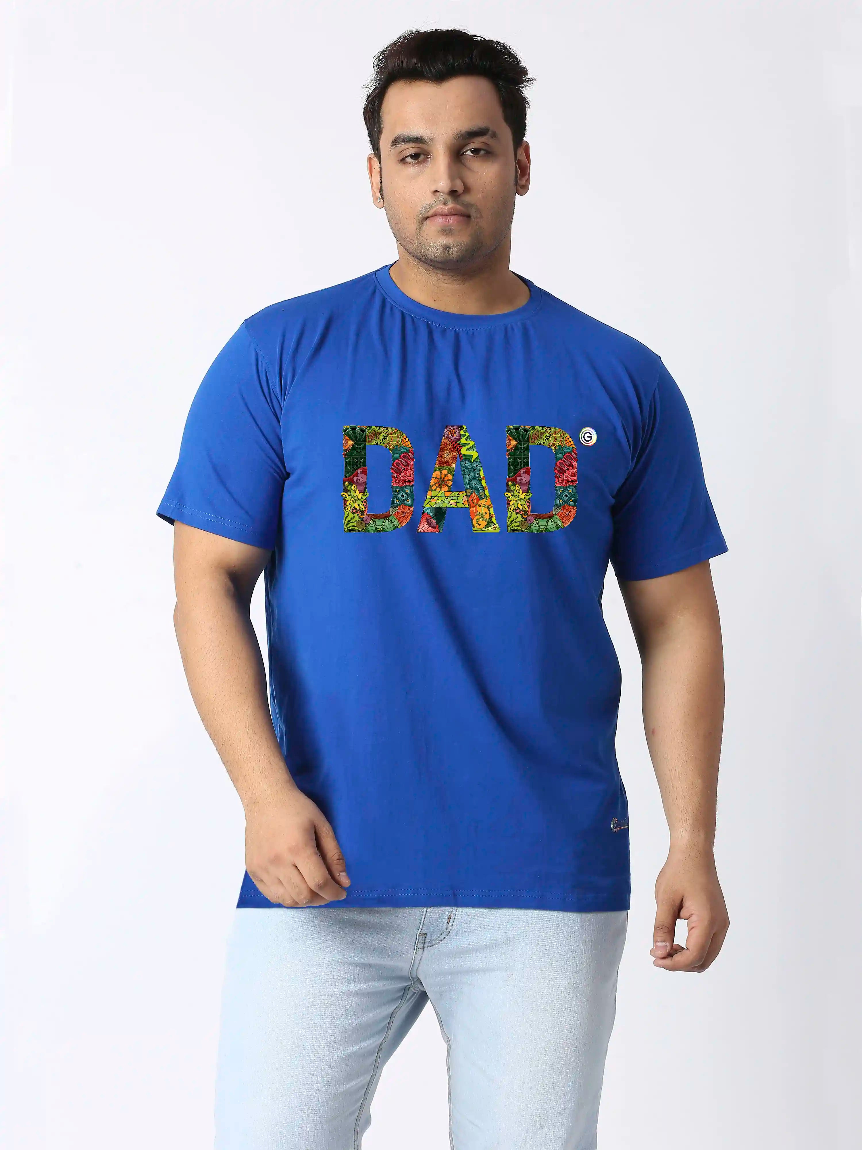 Dad Printed Plus Size Round Neck T-Shirt