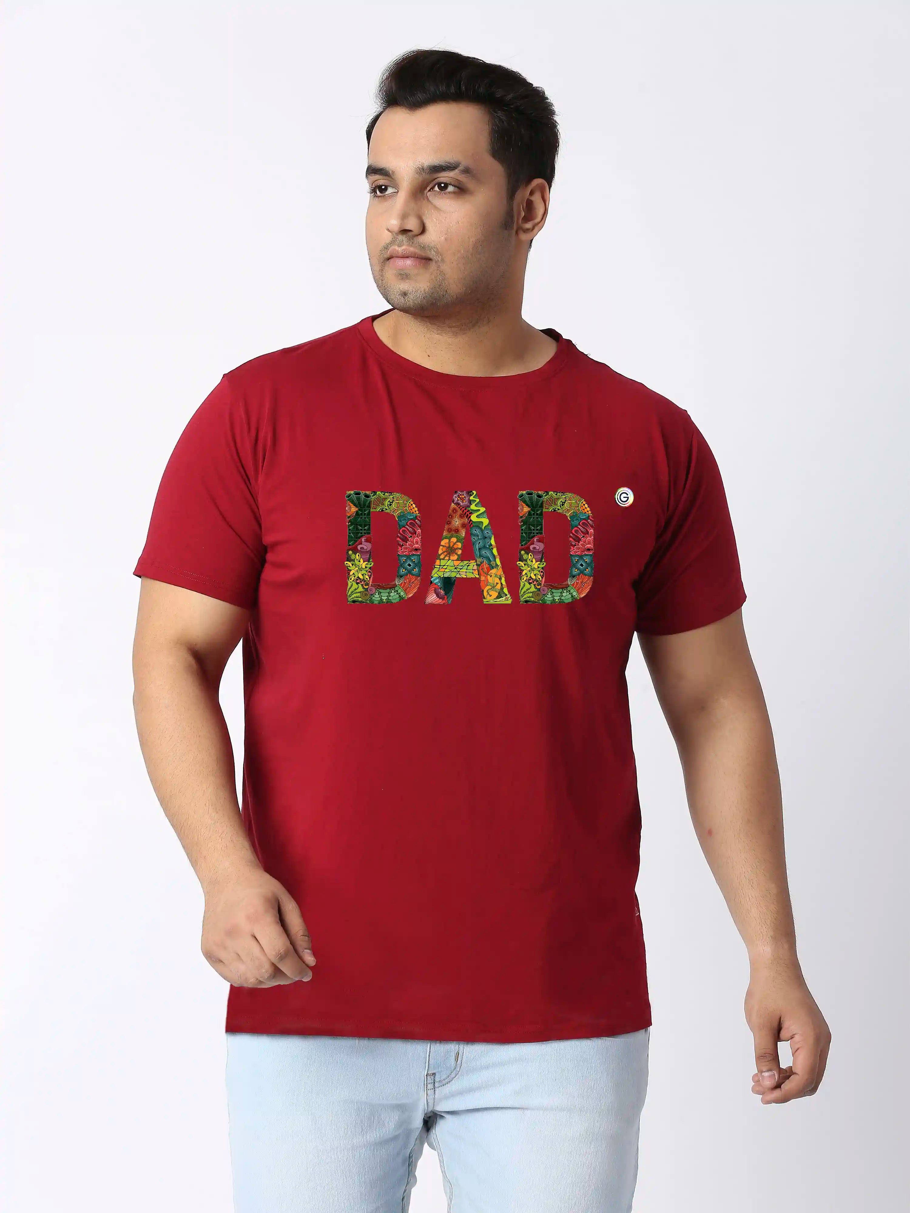 Dad Printed Plus Size Round Neck T-Shirt