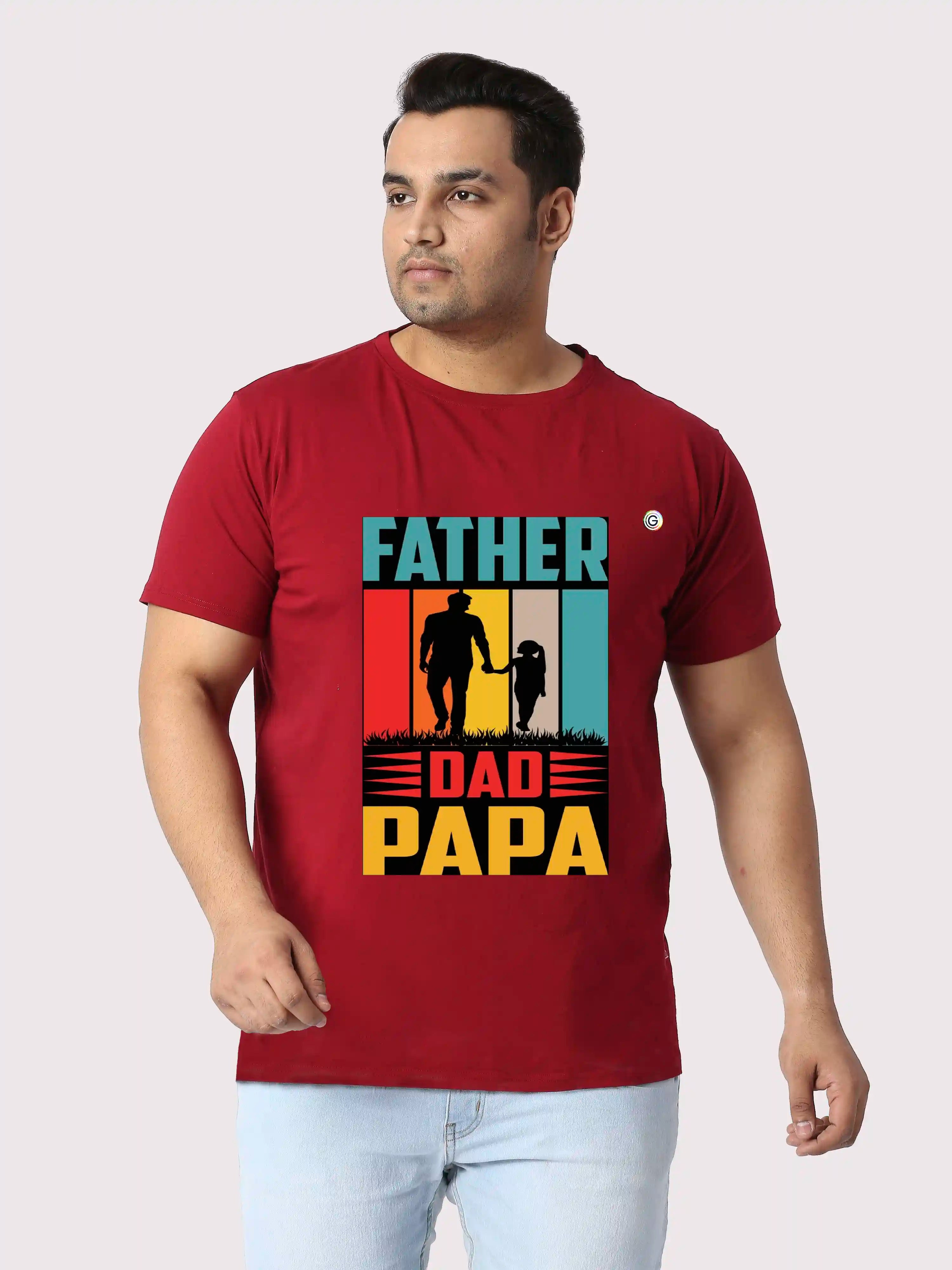 Father Printed Plus Size Round Neck T-Shirt