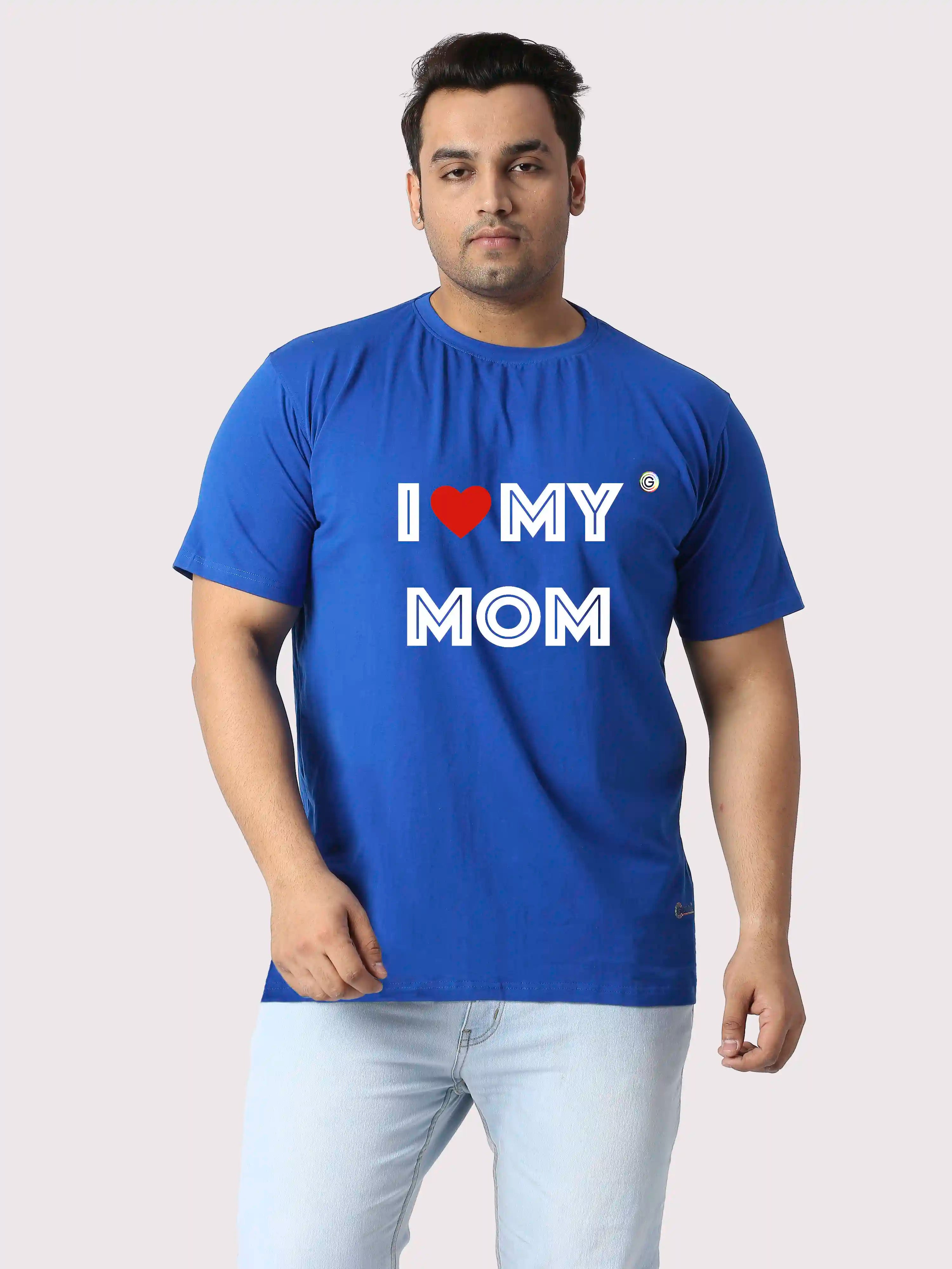 I Love My Mom Printed Plus Size Round Neck T-Shirt