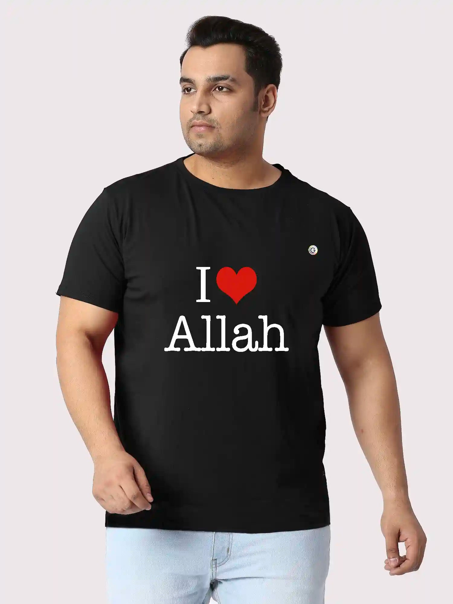 I Love Allah Printed Round Neck T-Shirt