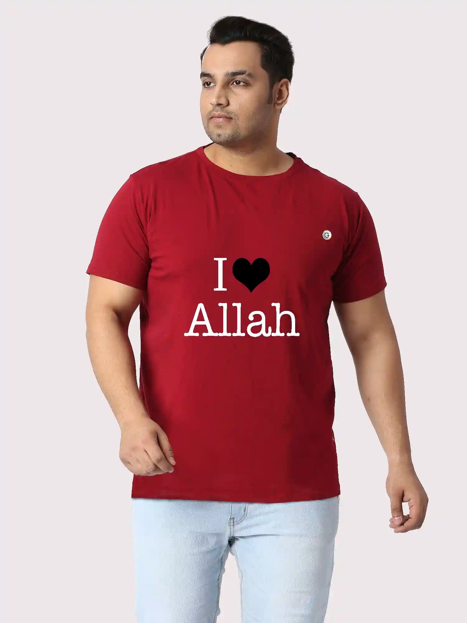 I Love Allah Printed Round Neck T-Shirt
