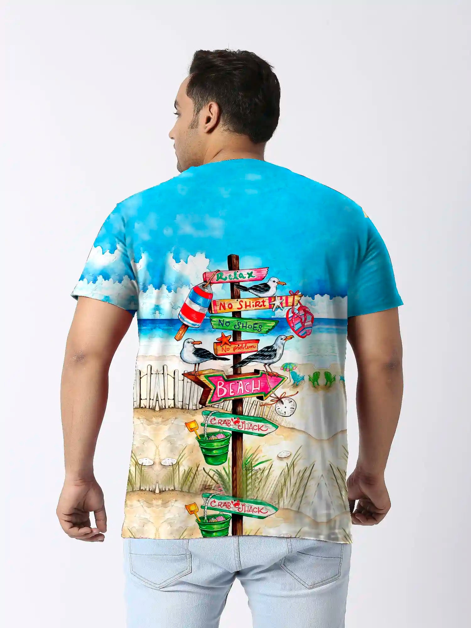 Beach Digital Printed Plus Size T-shirt