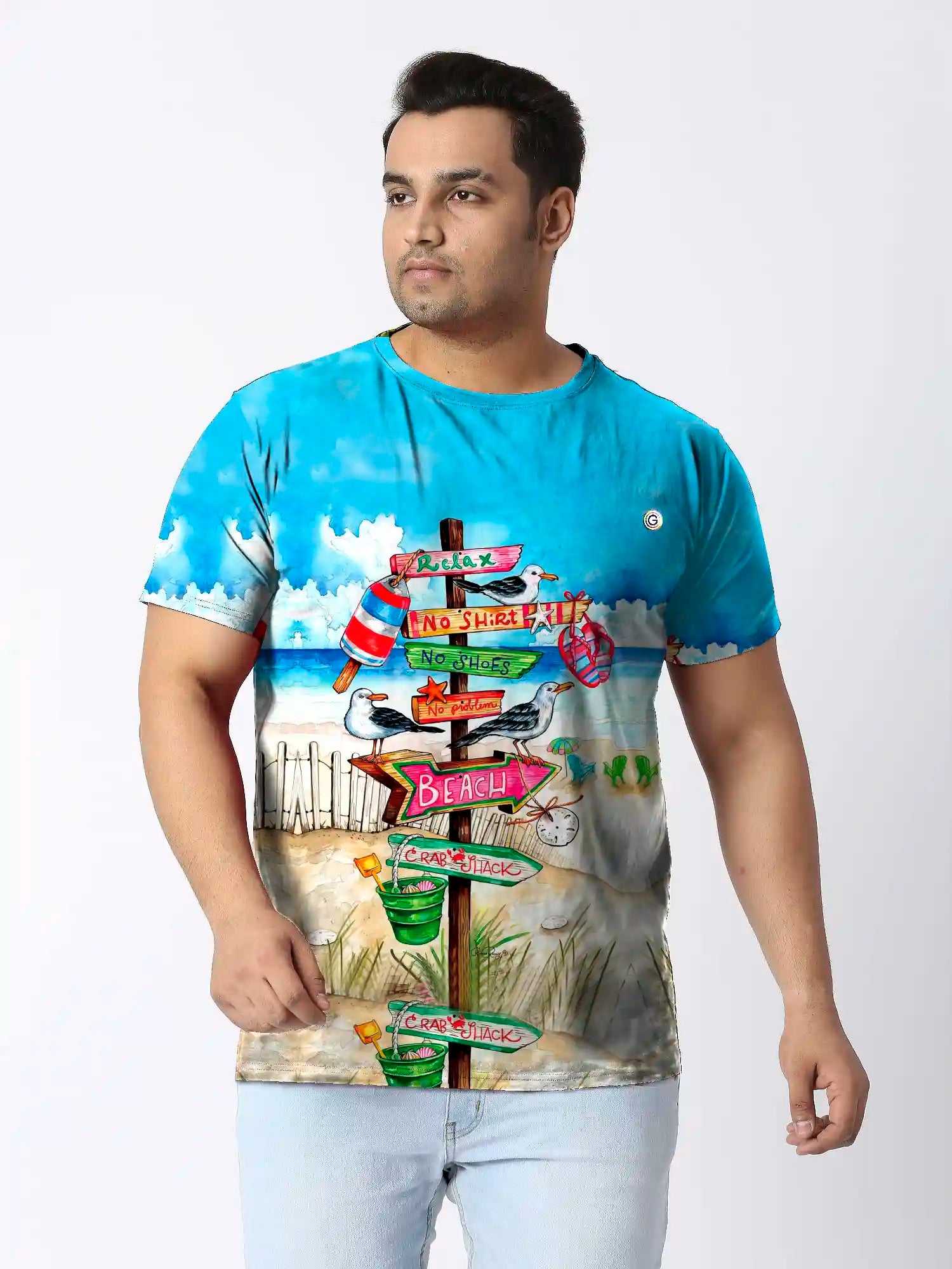 Beach Digital Printed Plus Size T-shirt