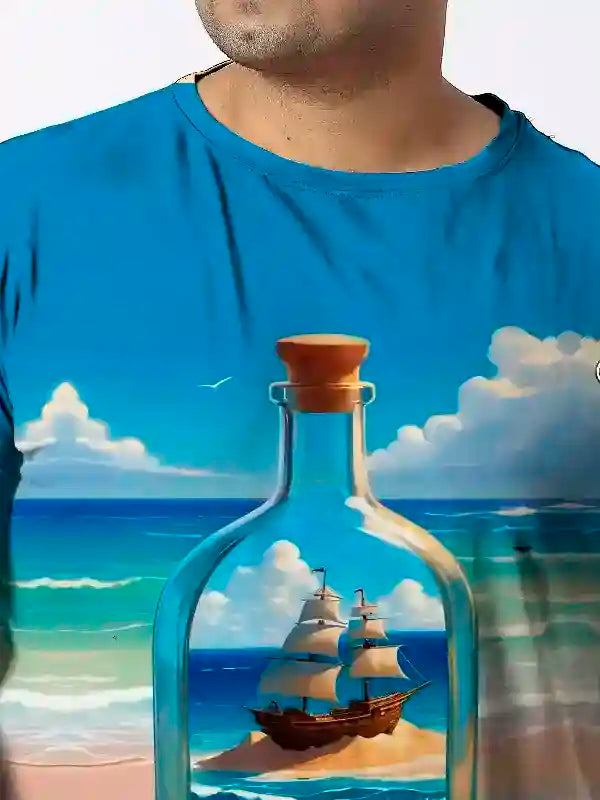 Bottle Digital Printed Plus Size T-shirt