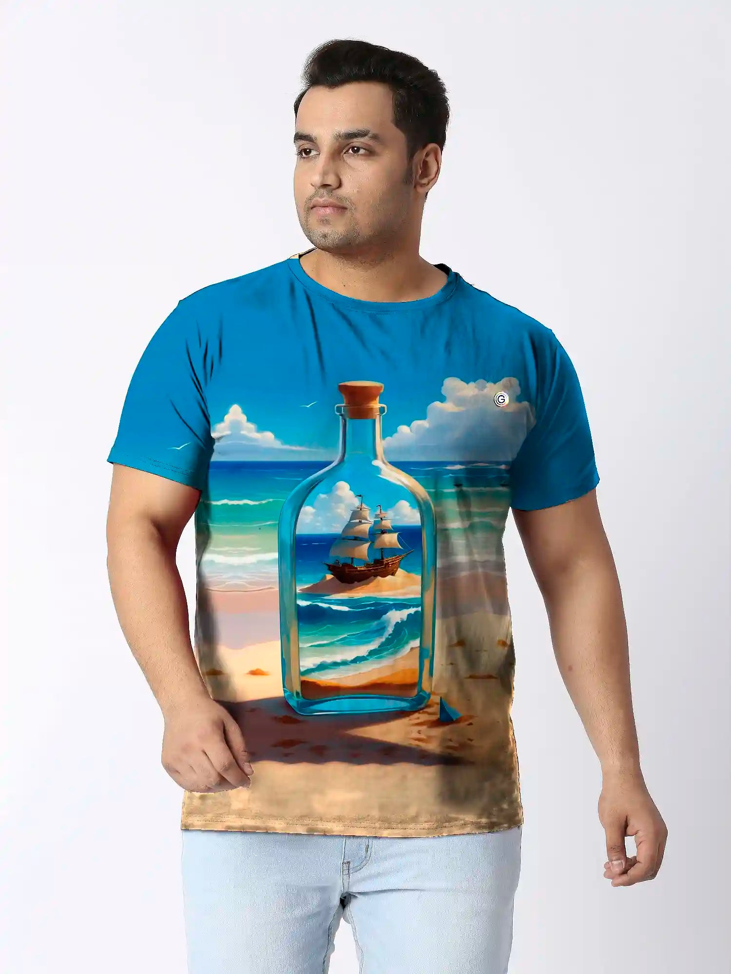 Bottle Digital Printed Plus Size T-shirt