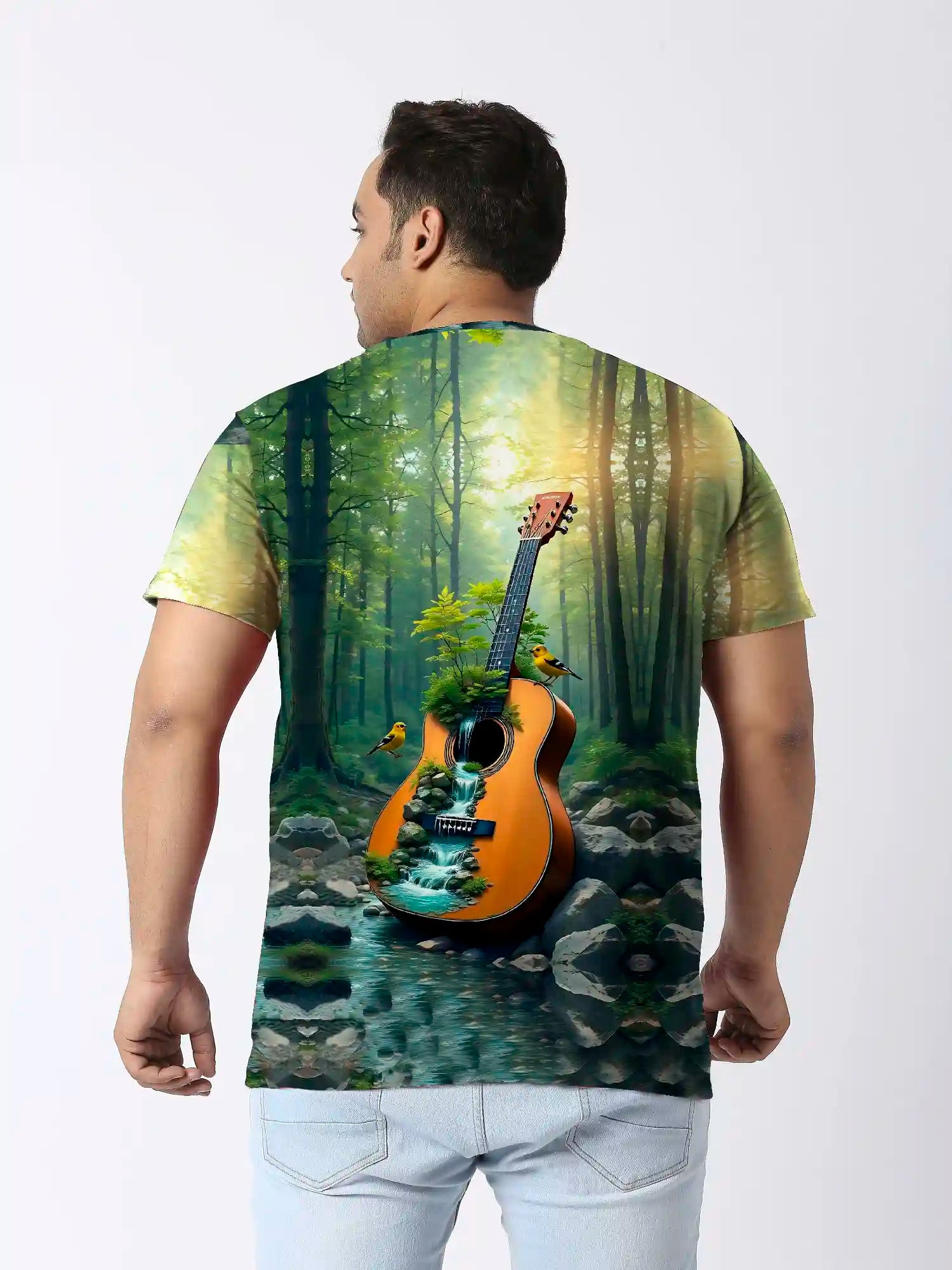 Guitar Digital Printed Plus Size T-shirt