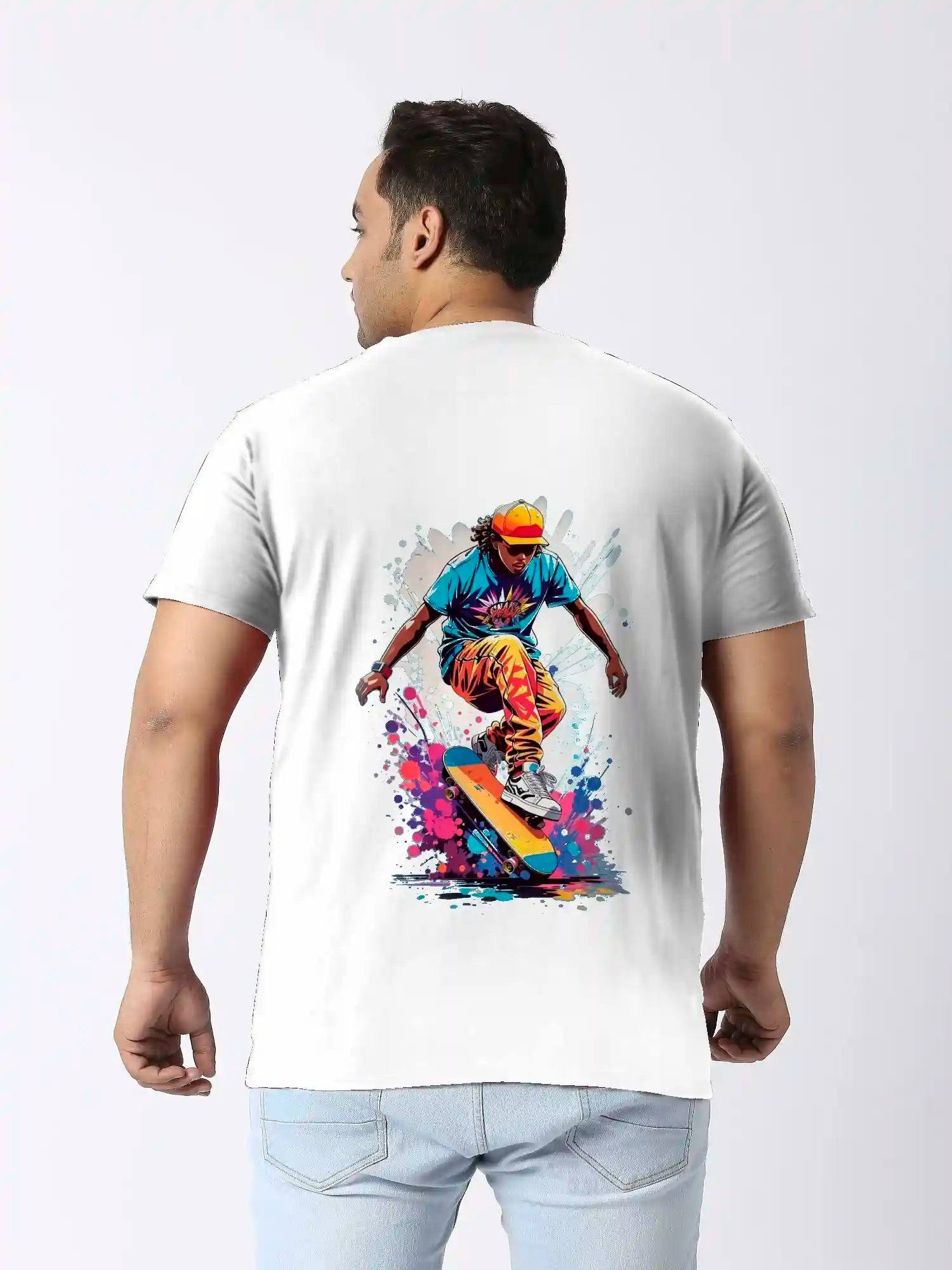 Skateboard Digital Printed Plus Size T-shirt