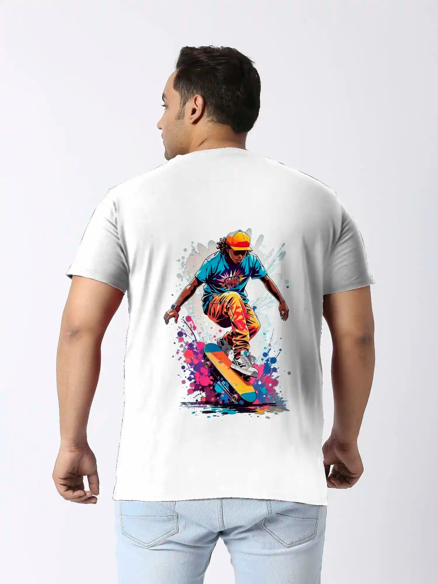 Skateboard Digital Printed Plus Size T-shirt