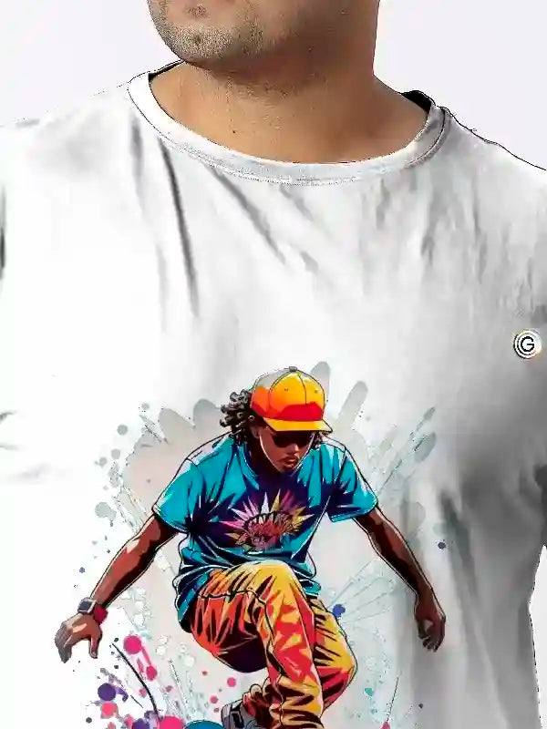 Skateboard Digital Printed Plus Size T-shirt