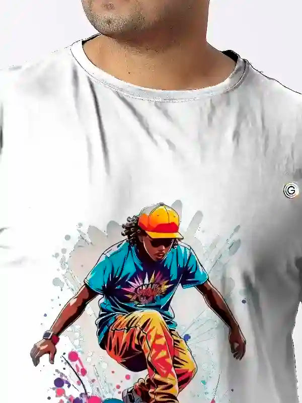 Skateboard Digital Printed Plus Size T-shirt