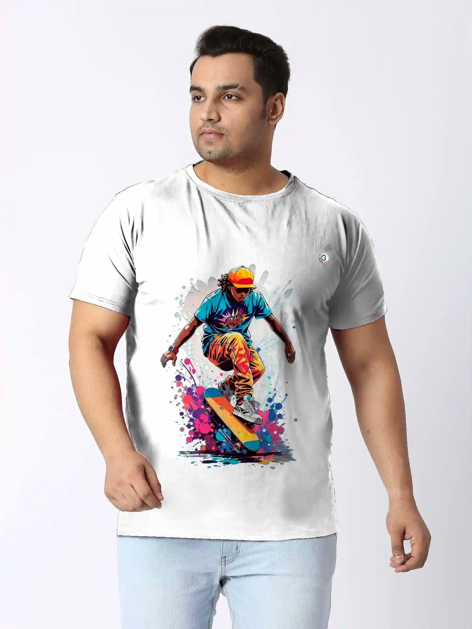 Skateboard Digital Printed Plus Size T-shirt