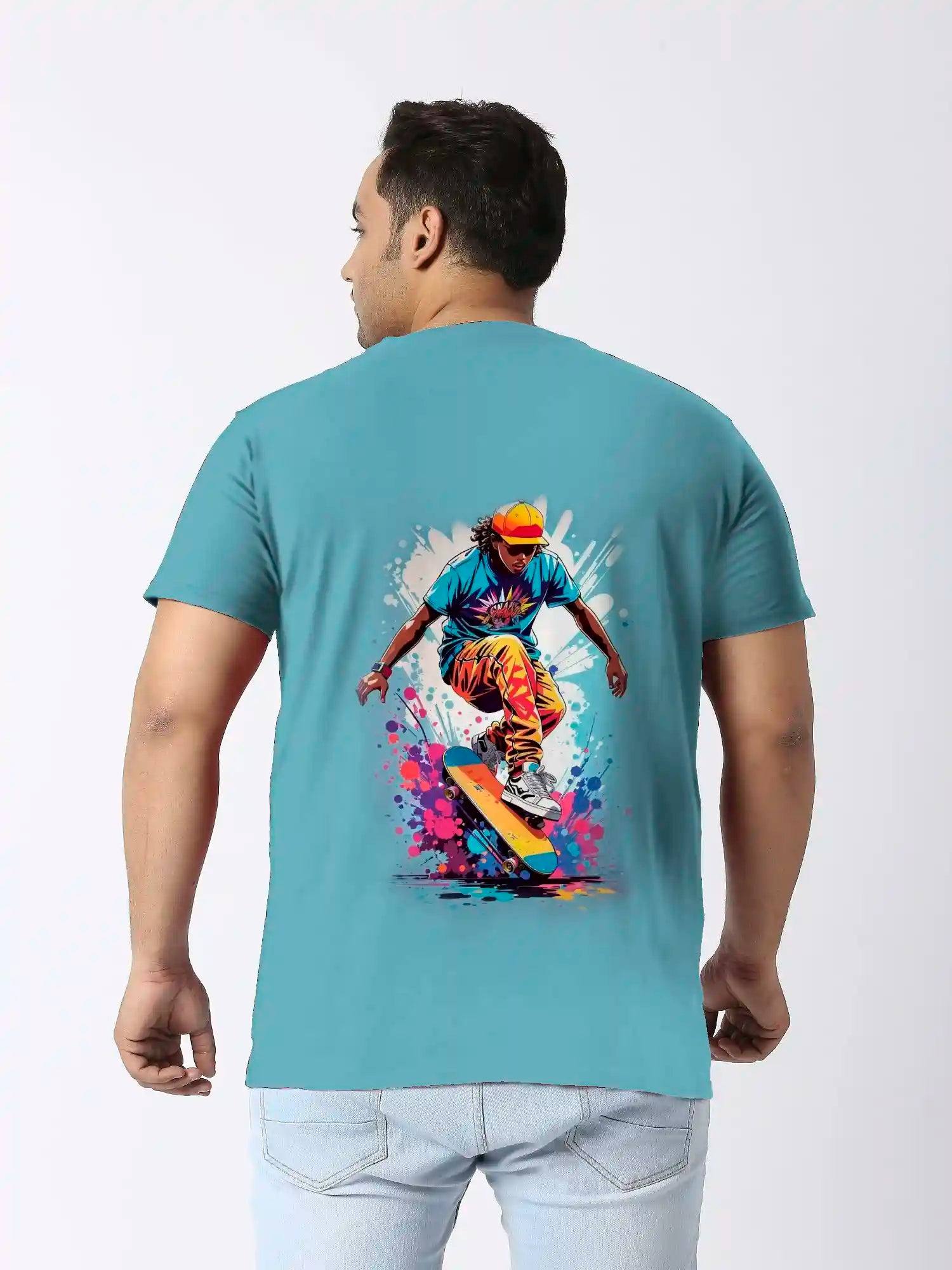 Skateboard Digital Printed Plus Size T-shirt