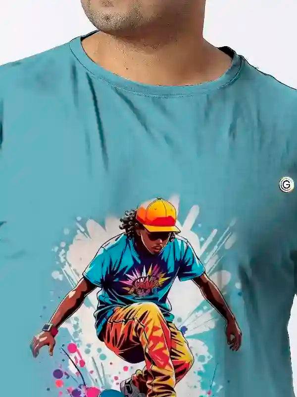 Skateboard Digital Printed Plus Size T-shirt