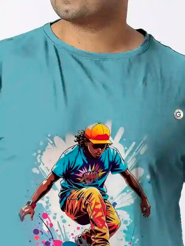 Skateboard Digital Printed Plus Size T-shirt