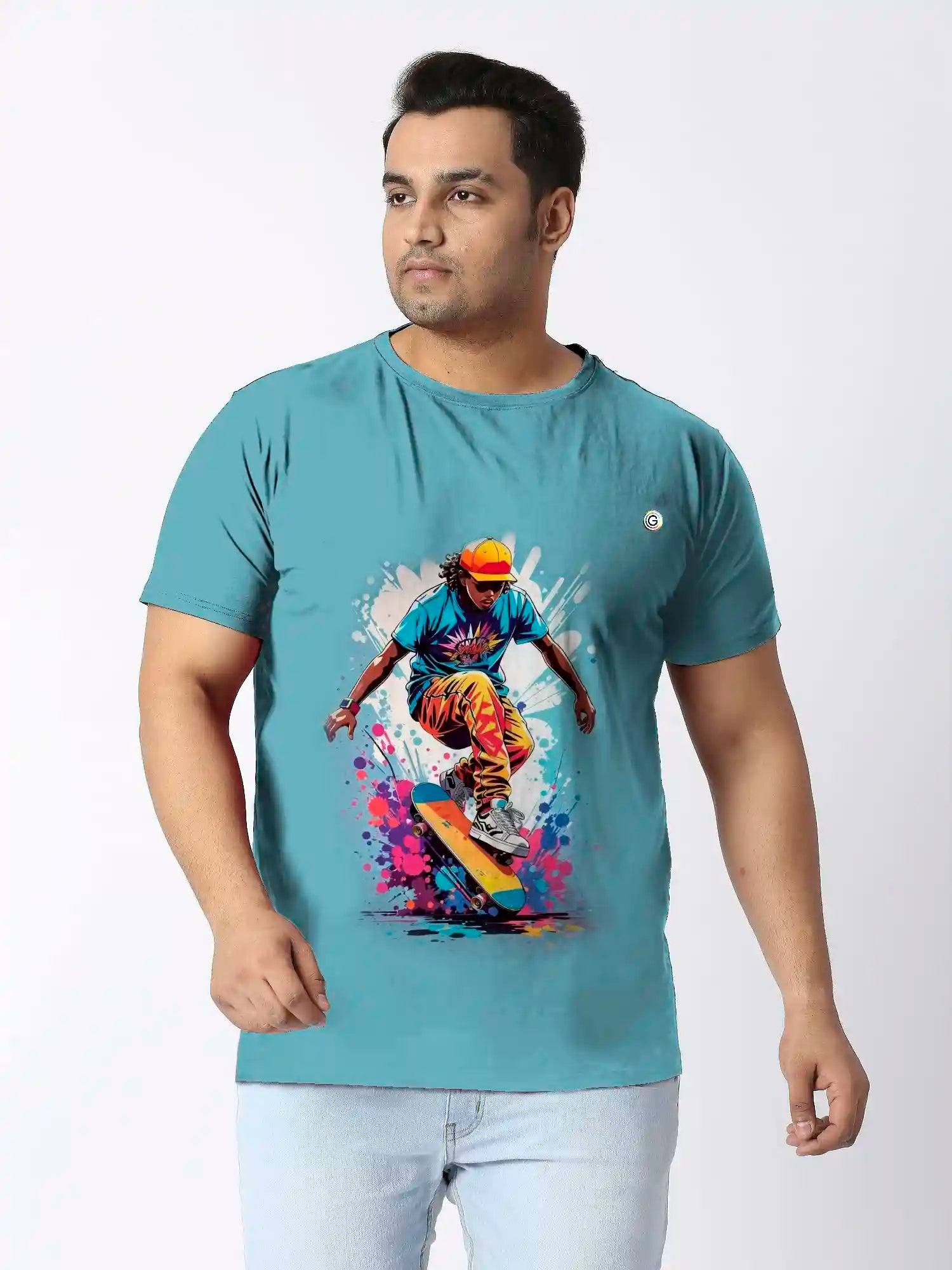 Skateboard Digital Printed Plus Size T-shirt